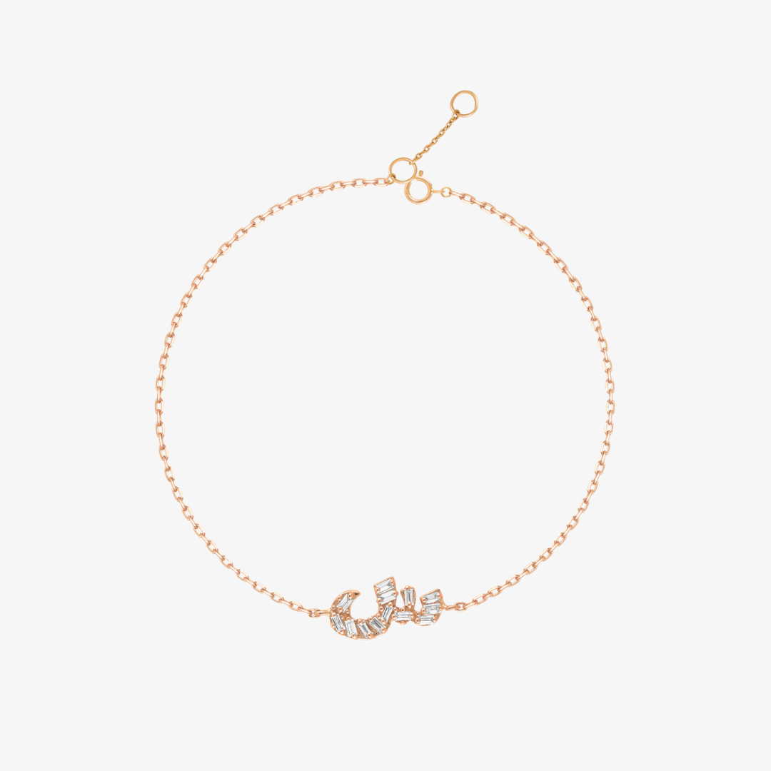 OULA - 18K Gold & Baguette Diamond Letter Bracelet