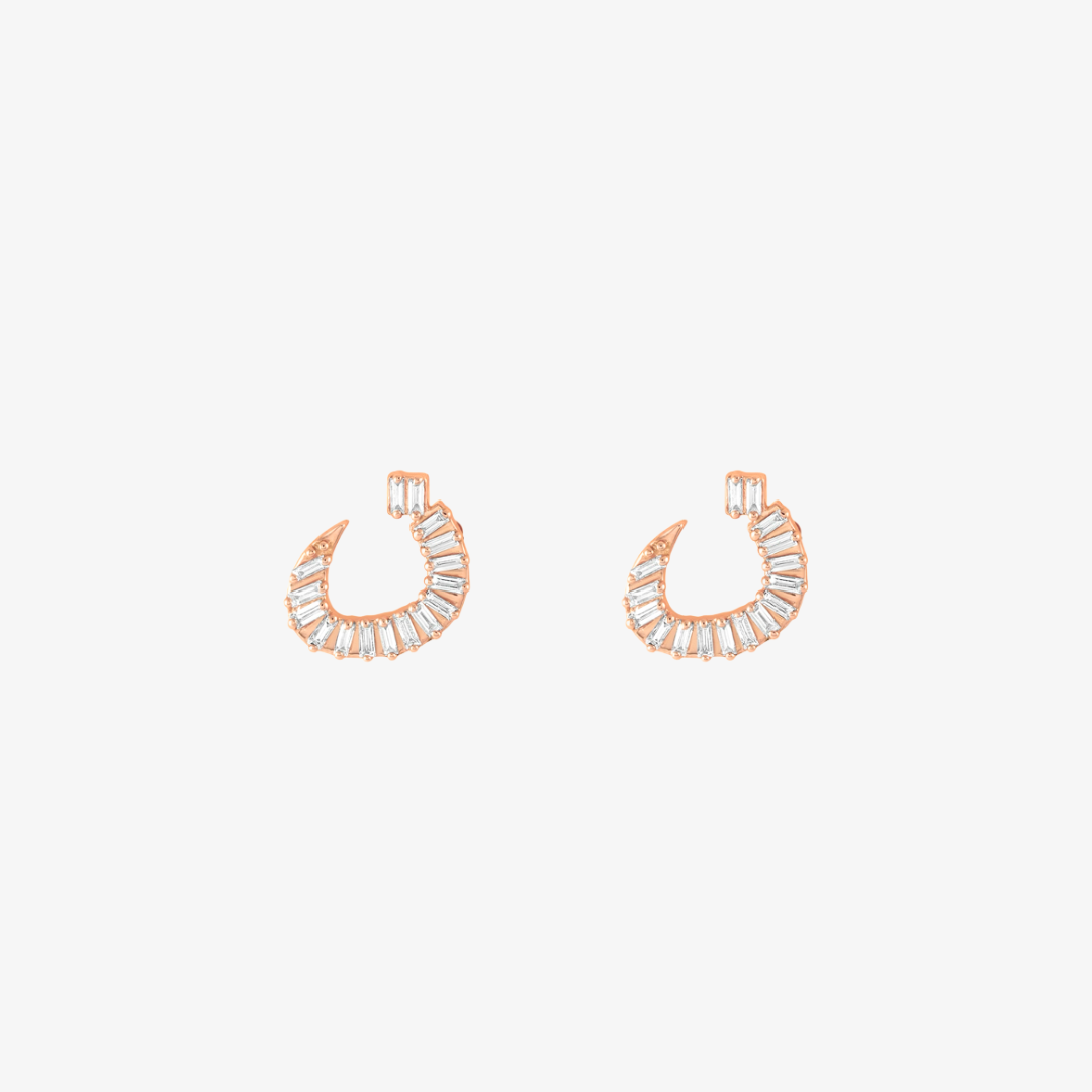 OULA - 18K Gold & Baguette Diamond Letter Earrings