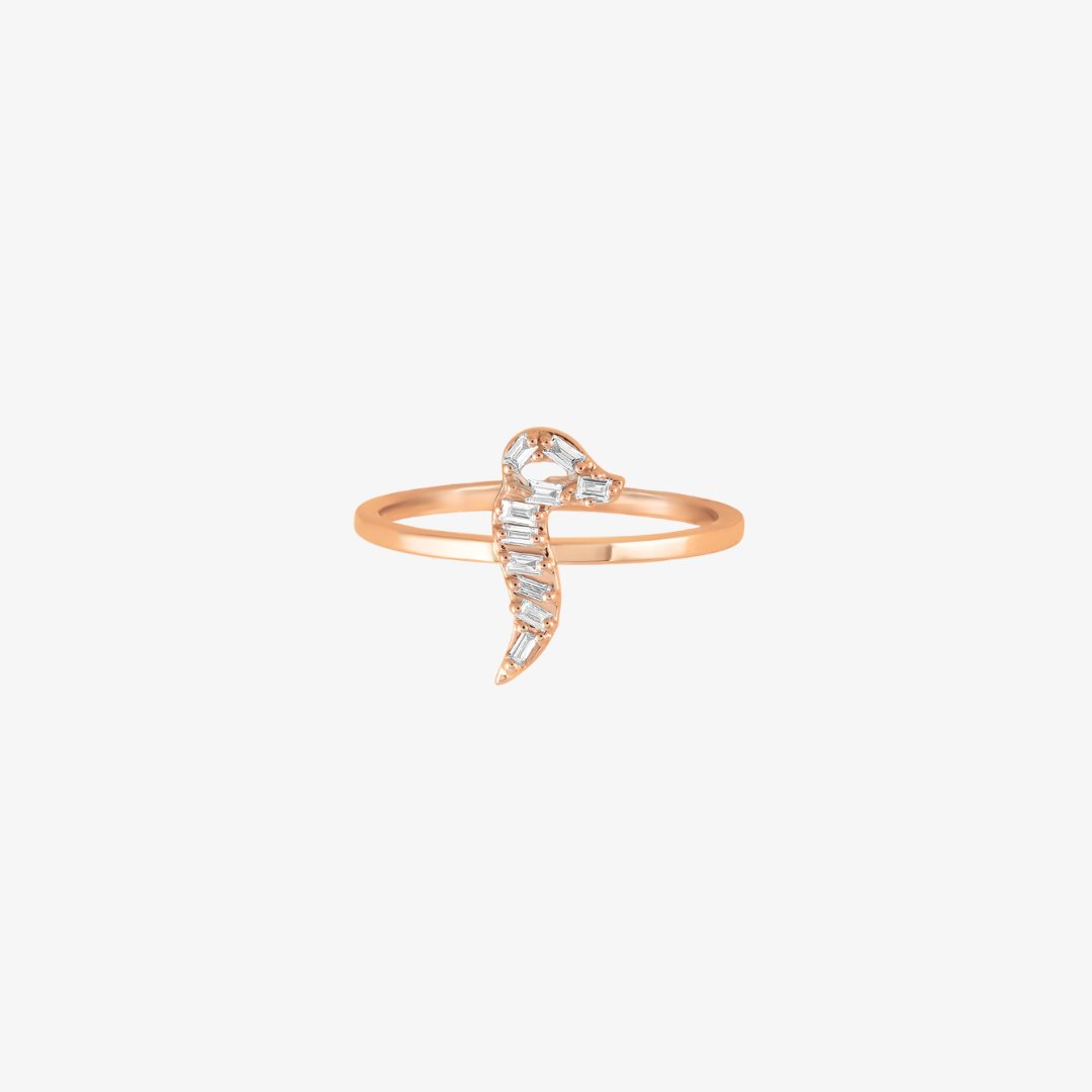 OULA - 18K Gold & Baguette Diamond Letter Ring