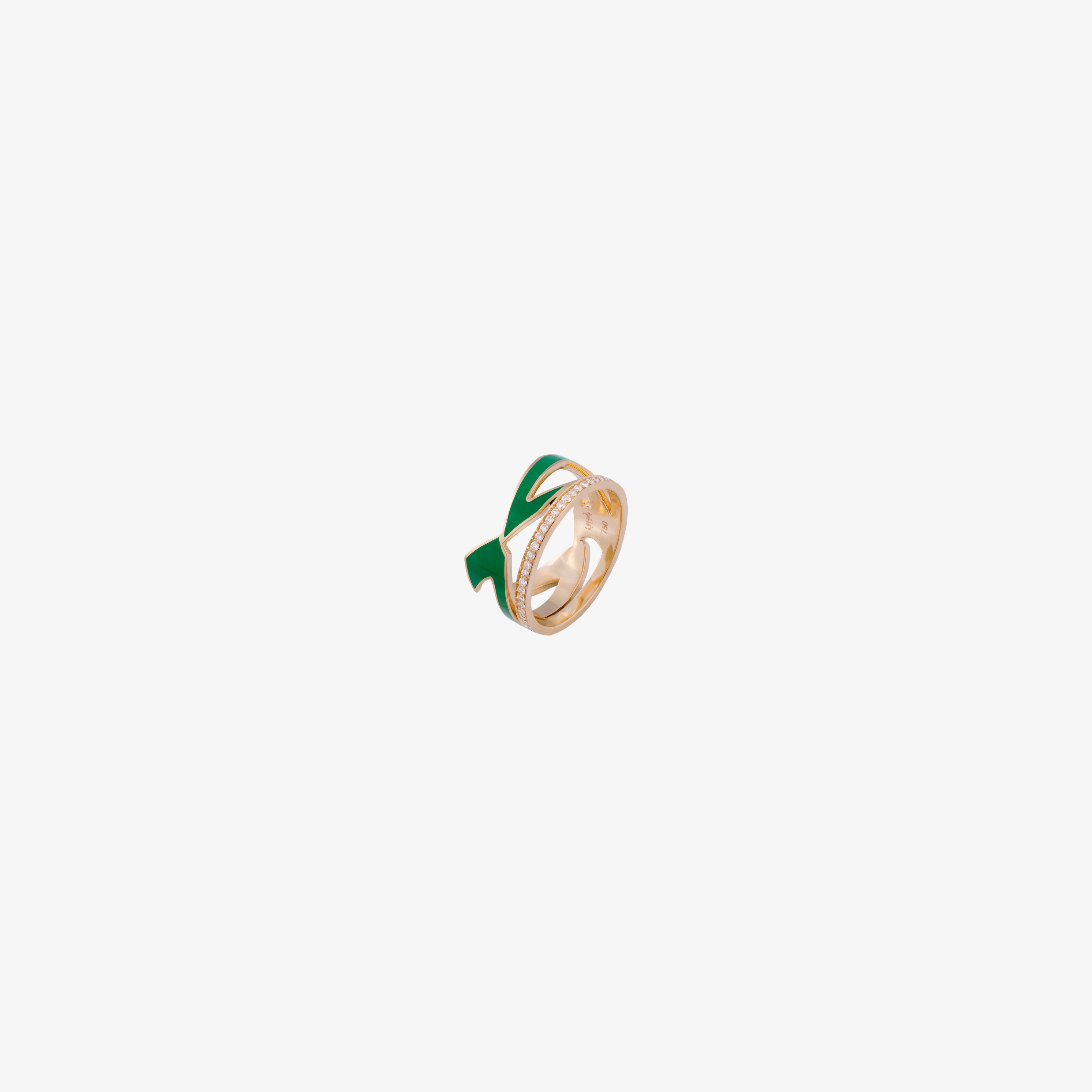HOBBI — 18K Gold, Circle Diamond & Enamel Ring