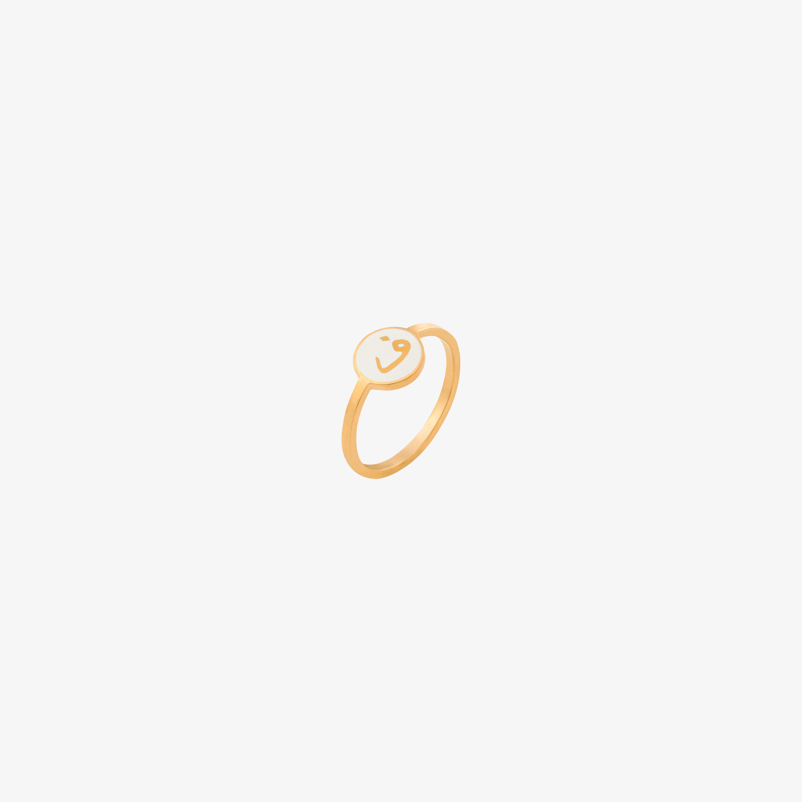 OULA - 18K Coin Shaped Gold & Enamel Letter Ring