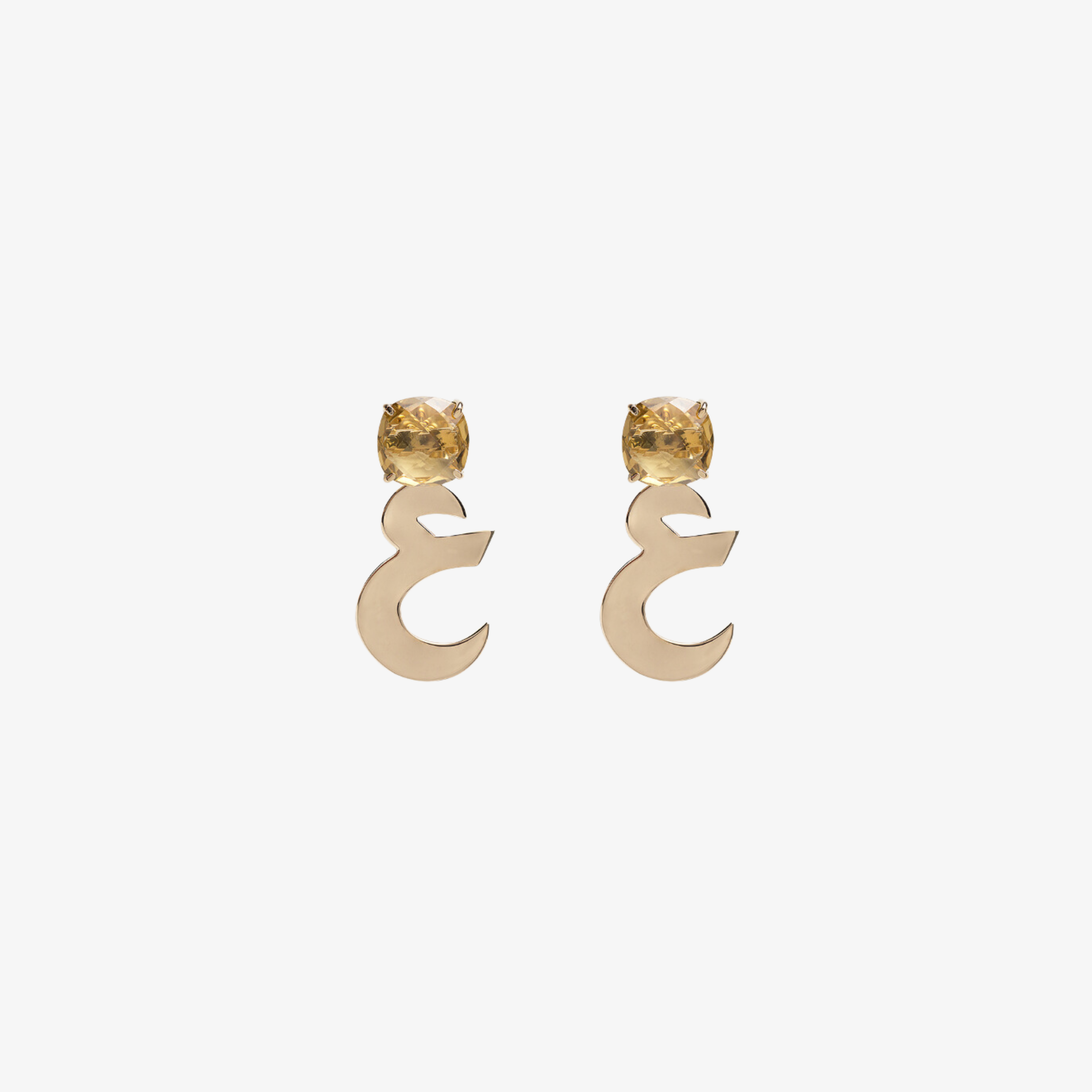 OULA  - 18K Gold & Citrine Stone Letter Earrings