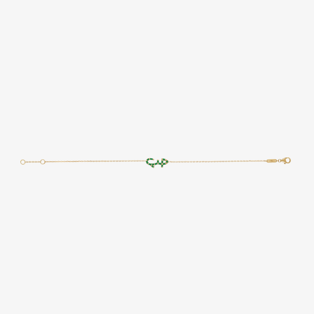 HOBB — 18K Gold & Emerald “Love” Bracelet