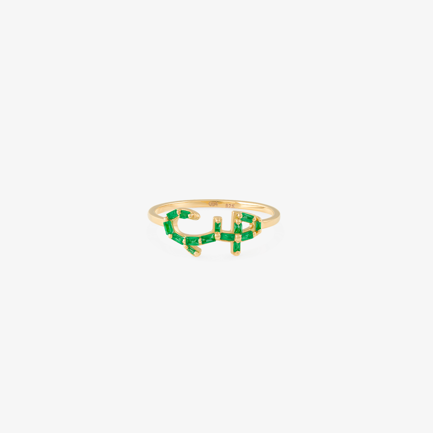 HOBB — 18K Gold & Emerald "Love" Ring