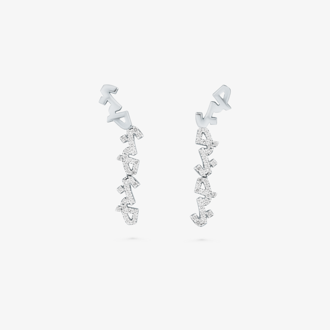 HOBB - 18K Gold & Diamond "Love" Earrings