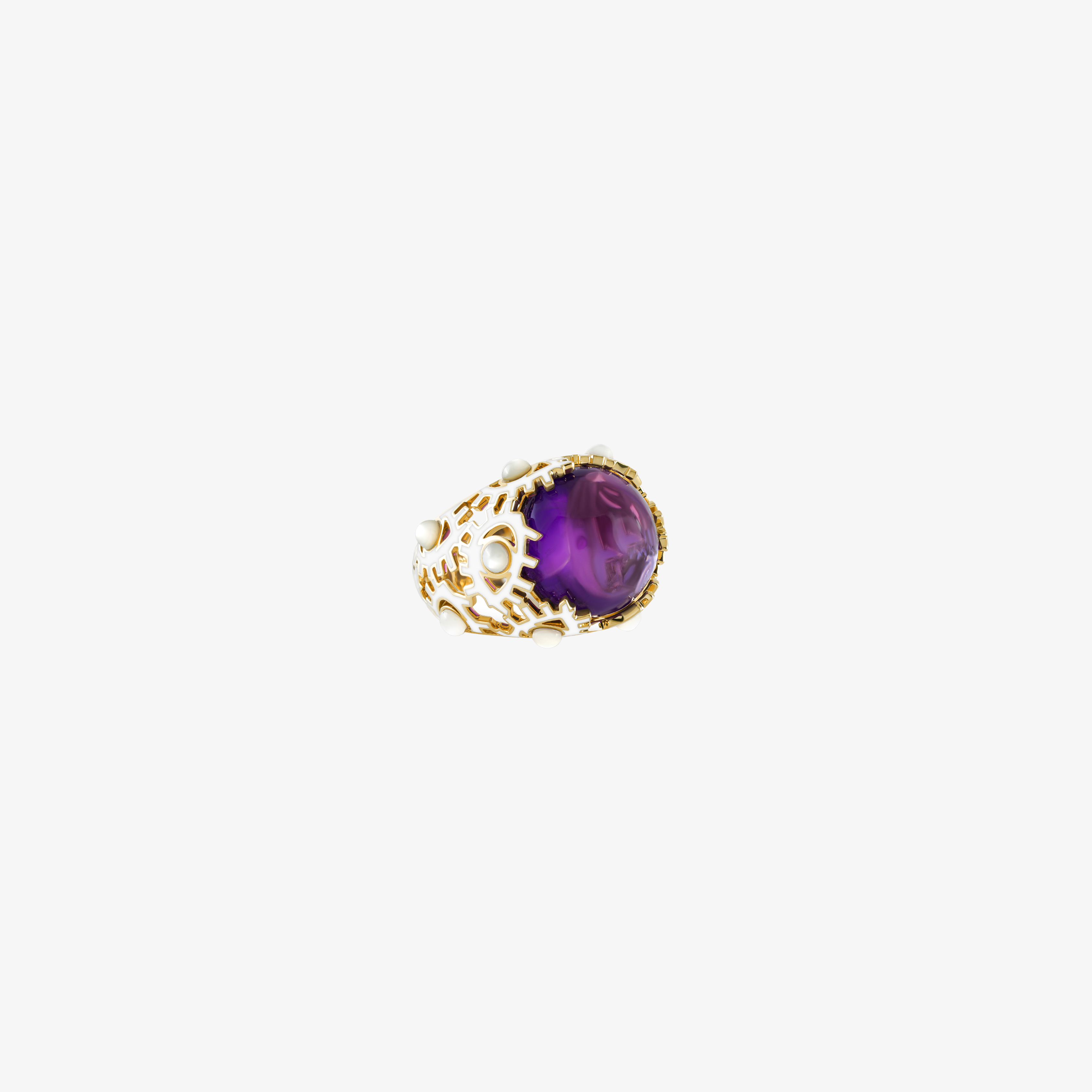 YA EIN - 18K Gold, Enamel & Jade Ring