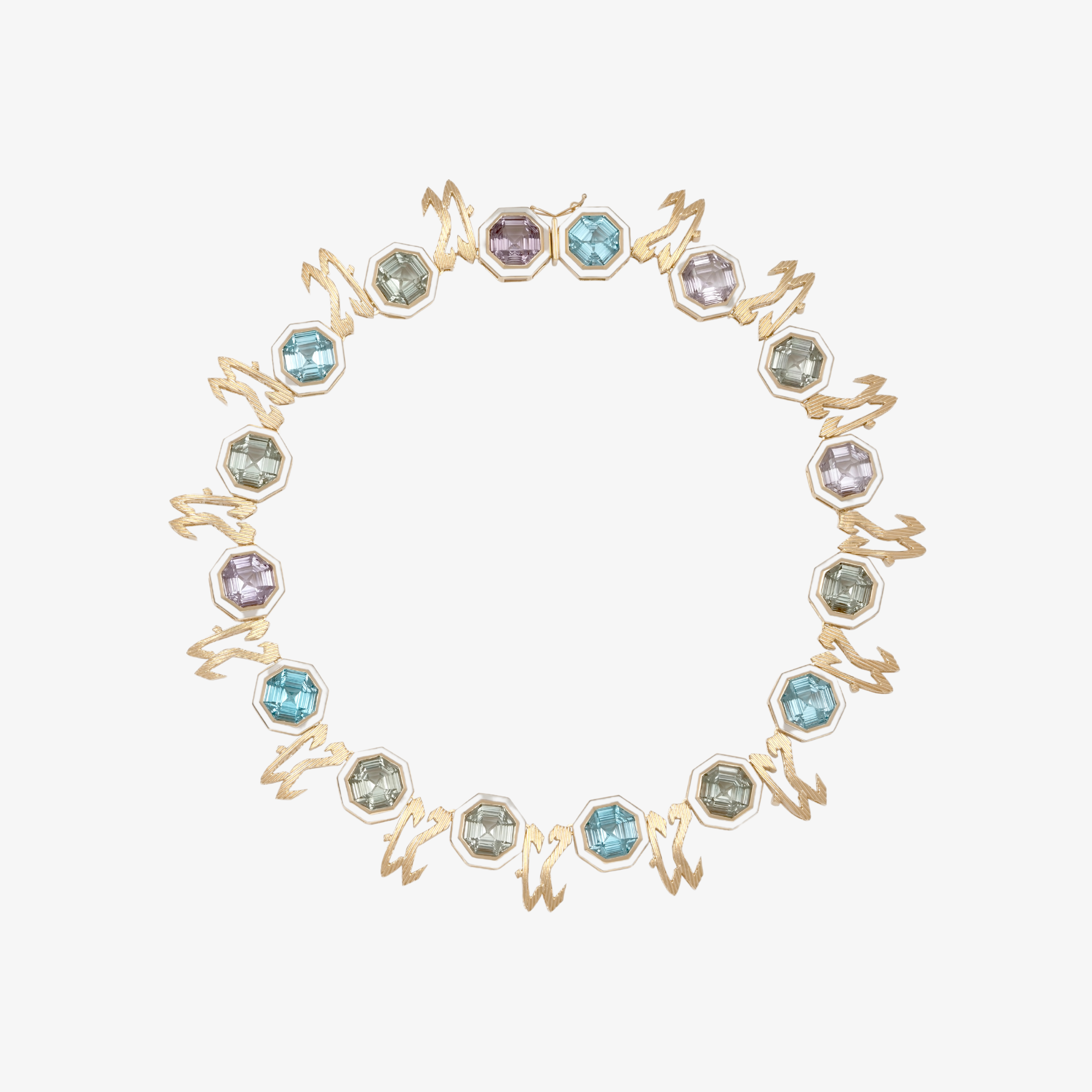 TAIM - 18K Gold, Blue Topaz, Amethyst & Peridot "Love" Choker