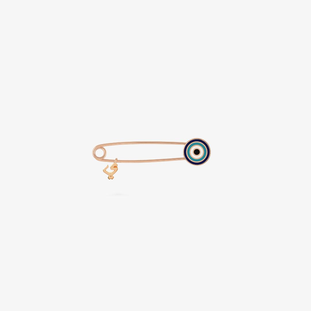 TINY BLING - 18K Gold Pin with Enamel Eye & Letter Charm
