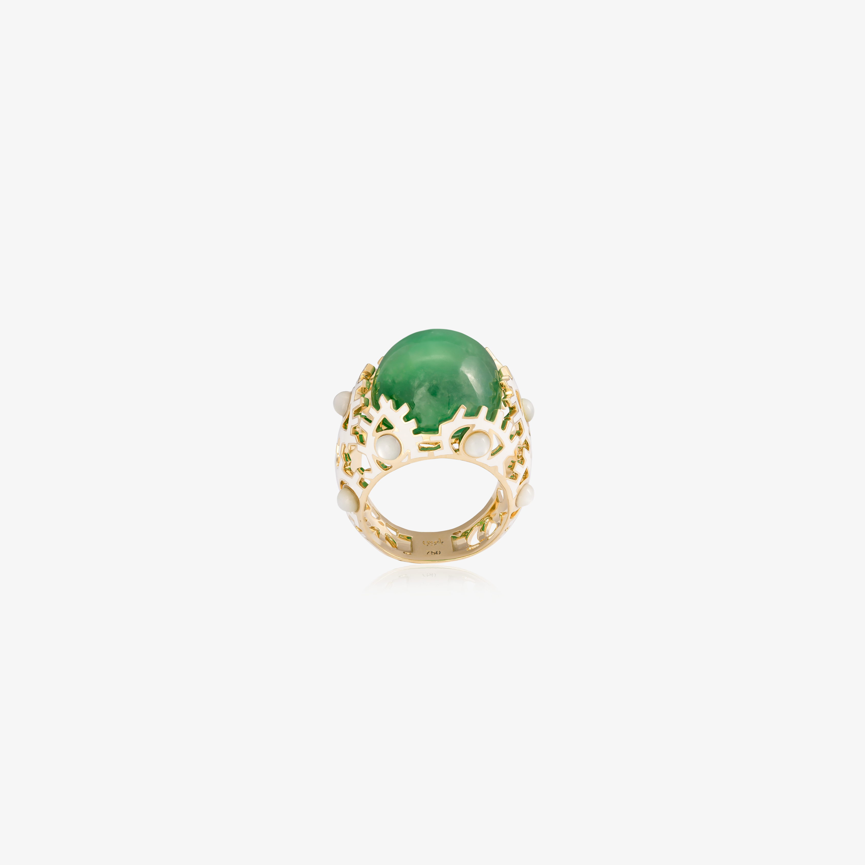 YA EIN - 18K Gold, Enamel & Jade Ring