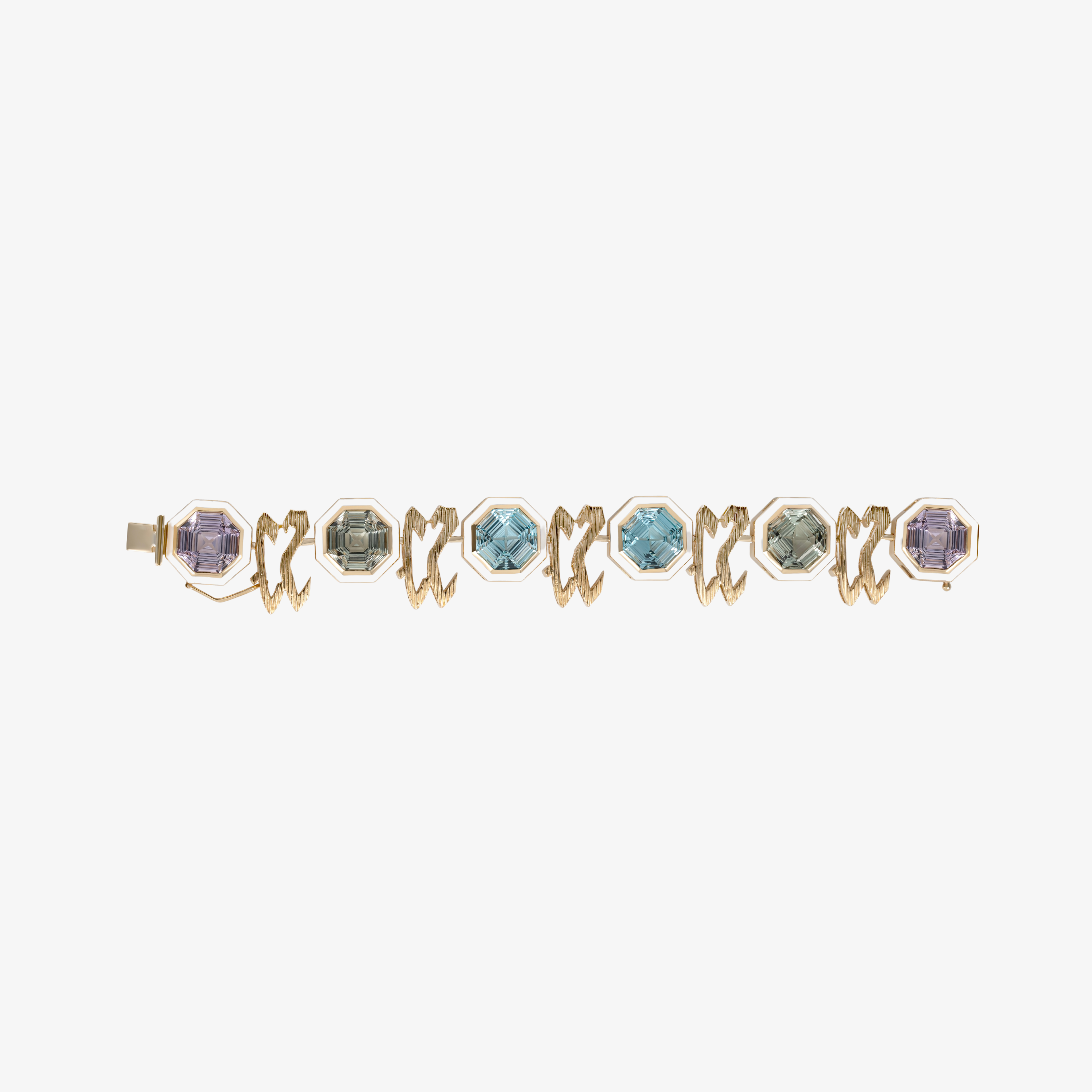TAIM - 18K Gold, Blue Topaz, Amethyst & Peridot "Love" Choker