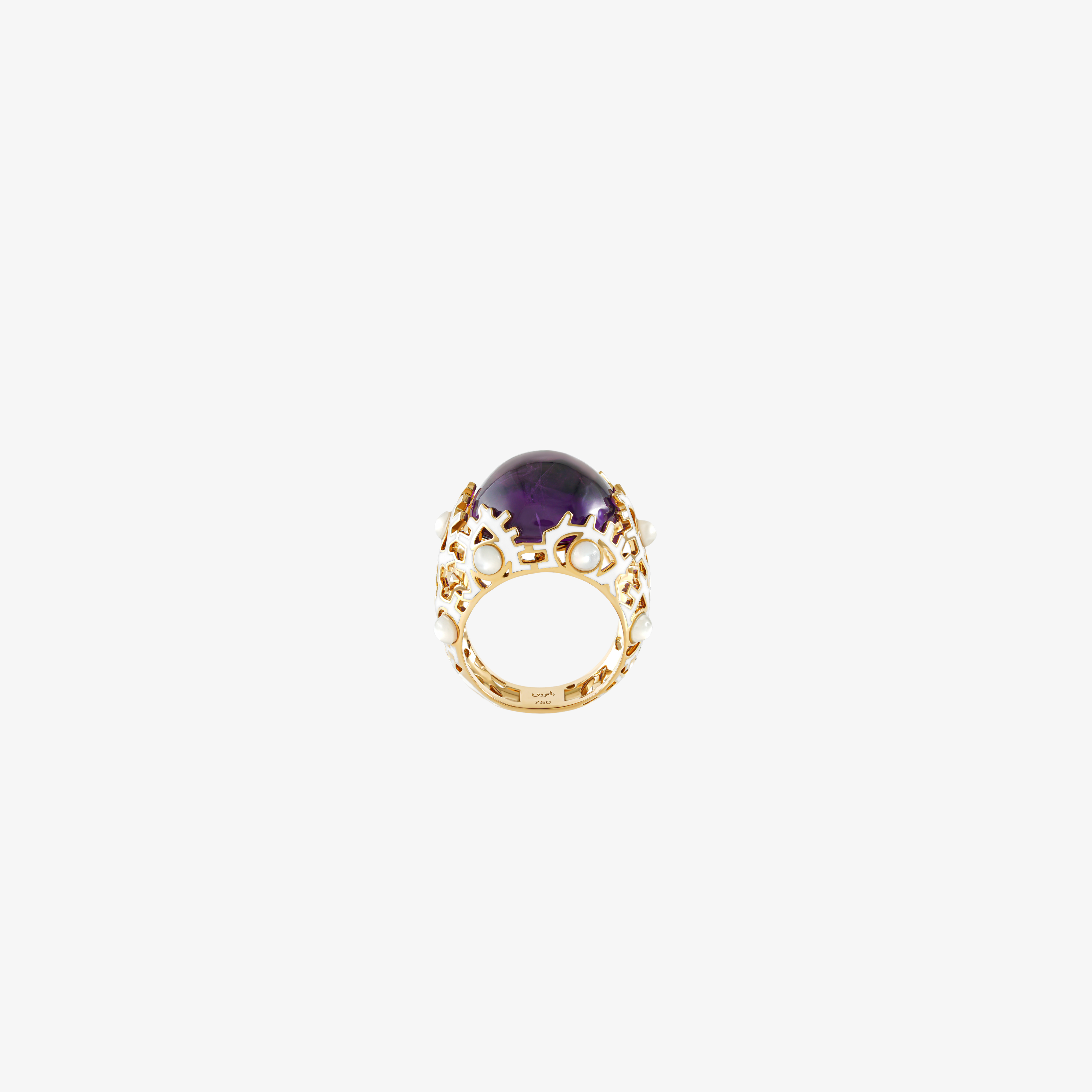 YA EIN - 18K Gold, Enamel & Jade Ring