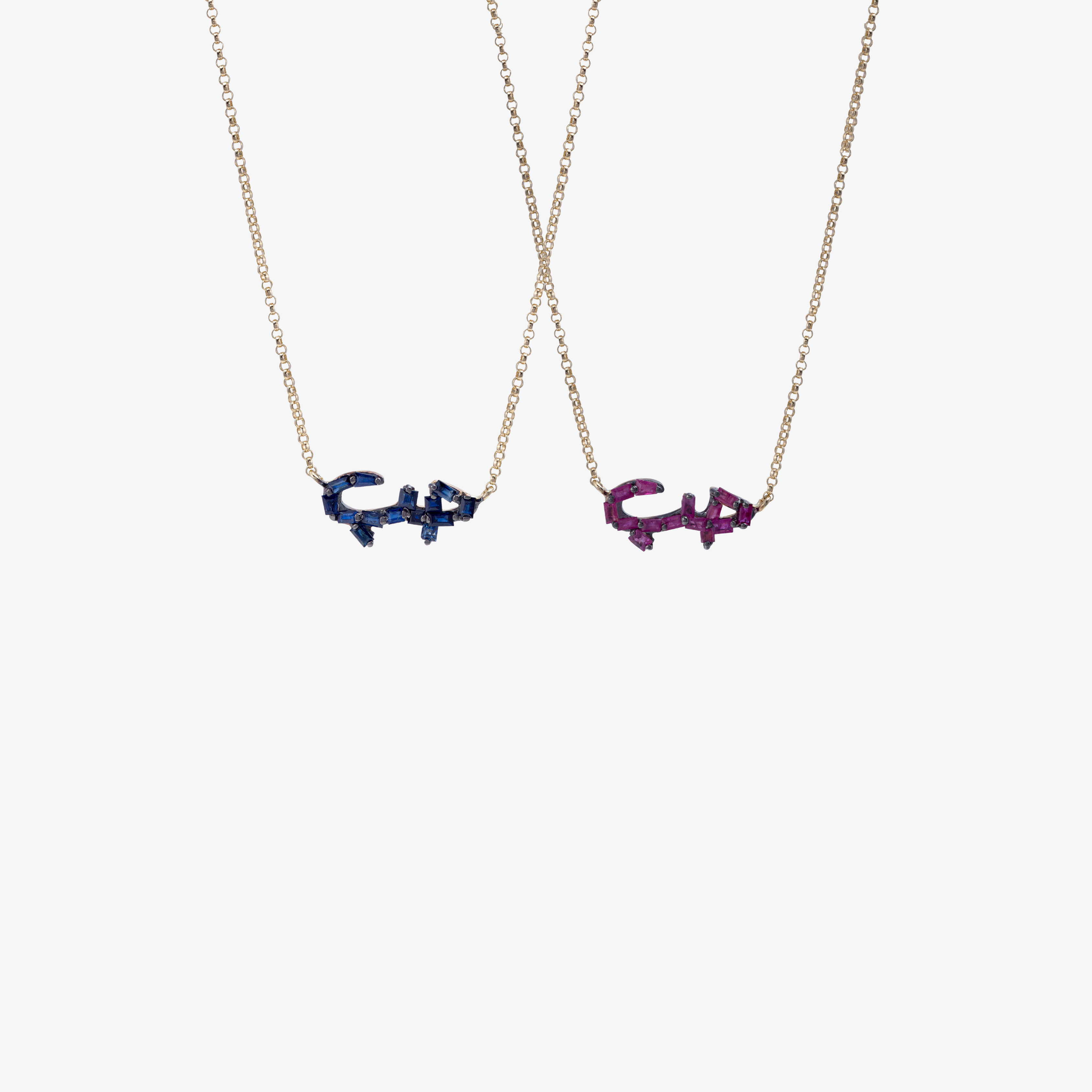 HOBB - 18K Precious Stone "Love" Necklace