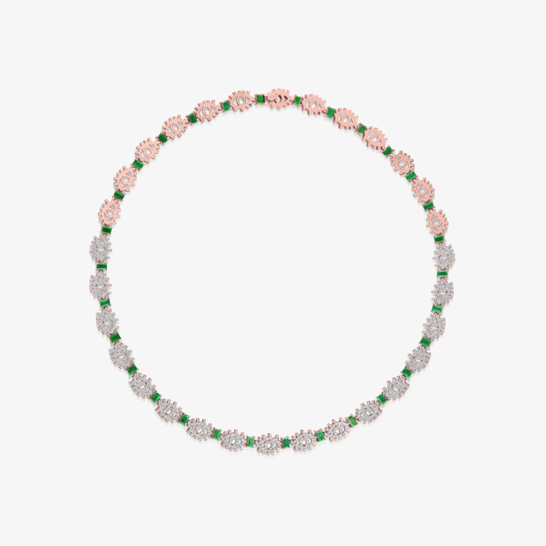 YA EIN - 18K Gold & Diamond Necklace with Emeralds