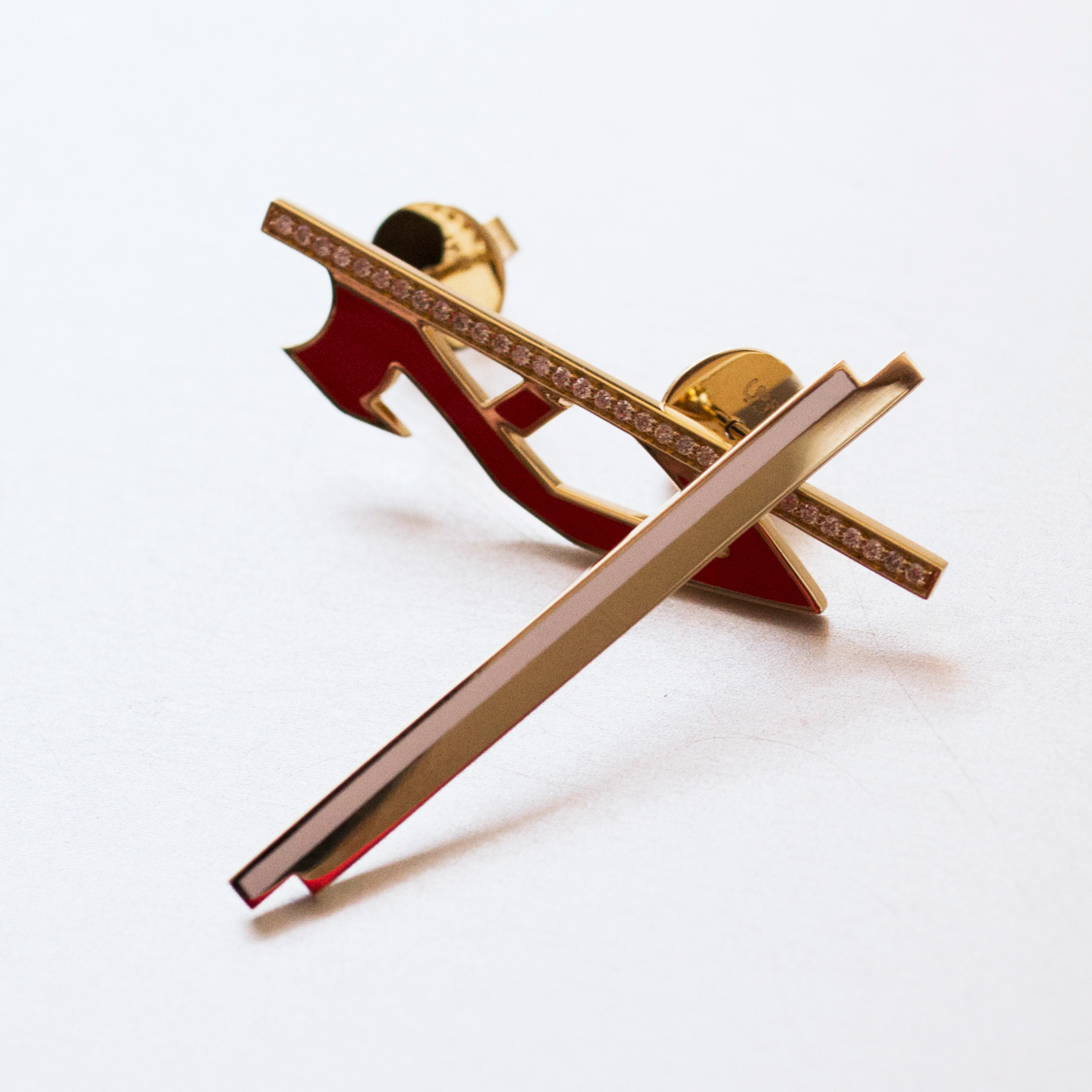HOBBI — 18K Stretched Enamel Letter & Diamond Earring. One Side