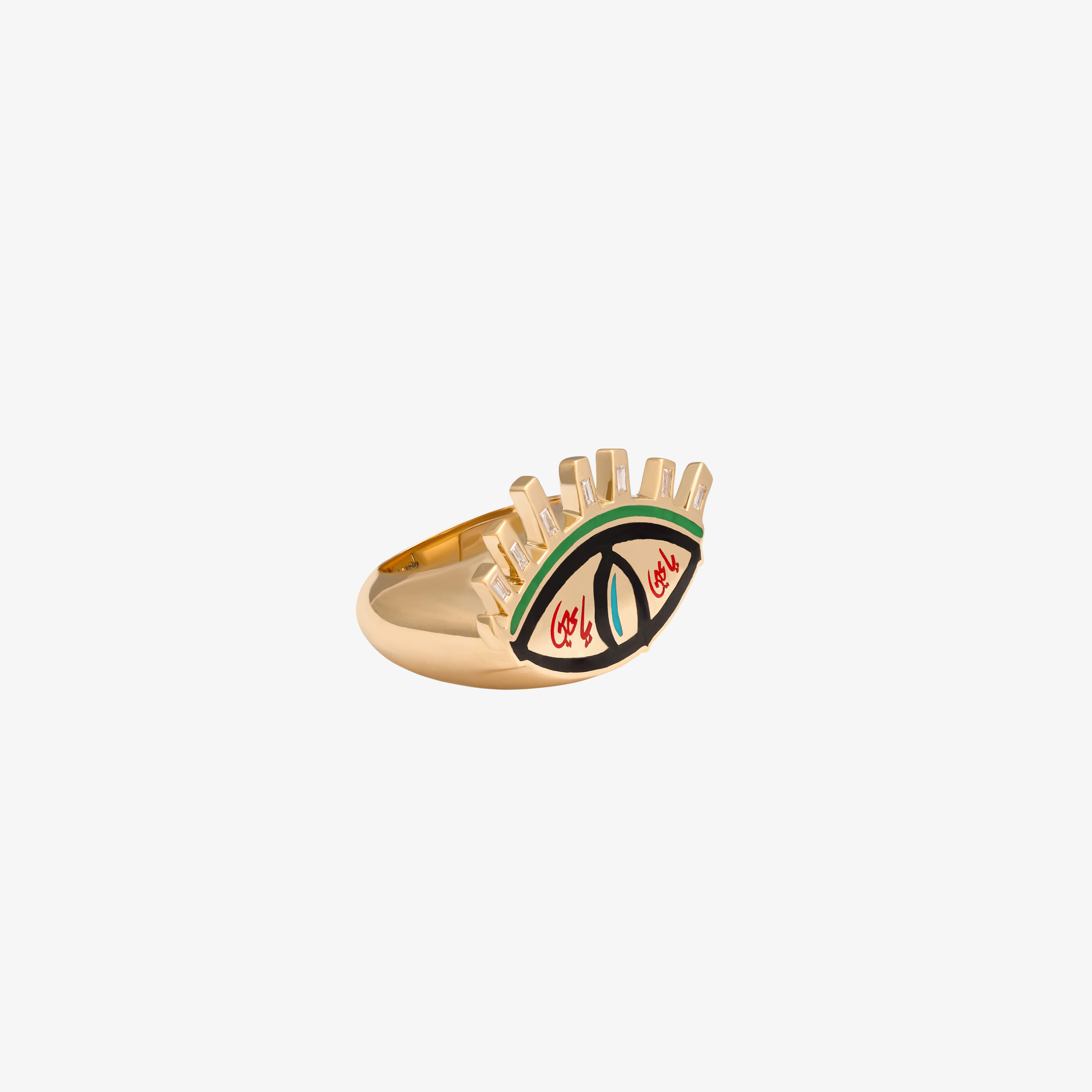YA EIN — 18K Gold & Diamond Baguette "YA EIN" Ring