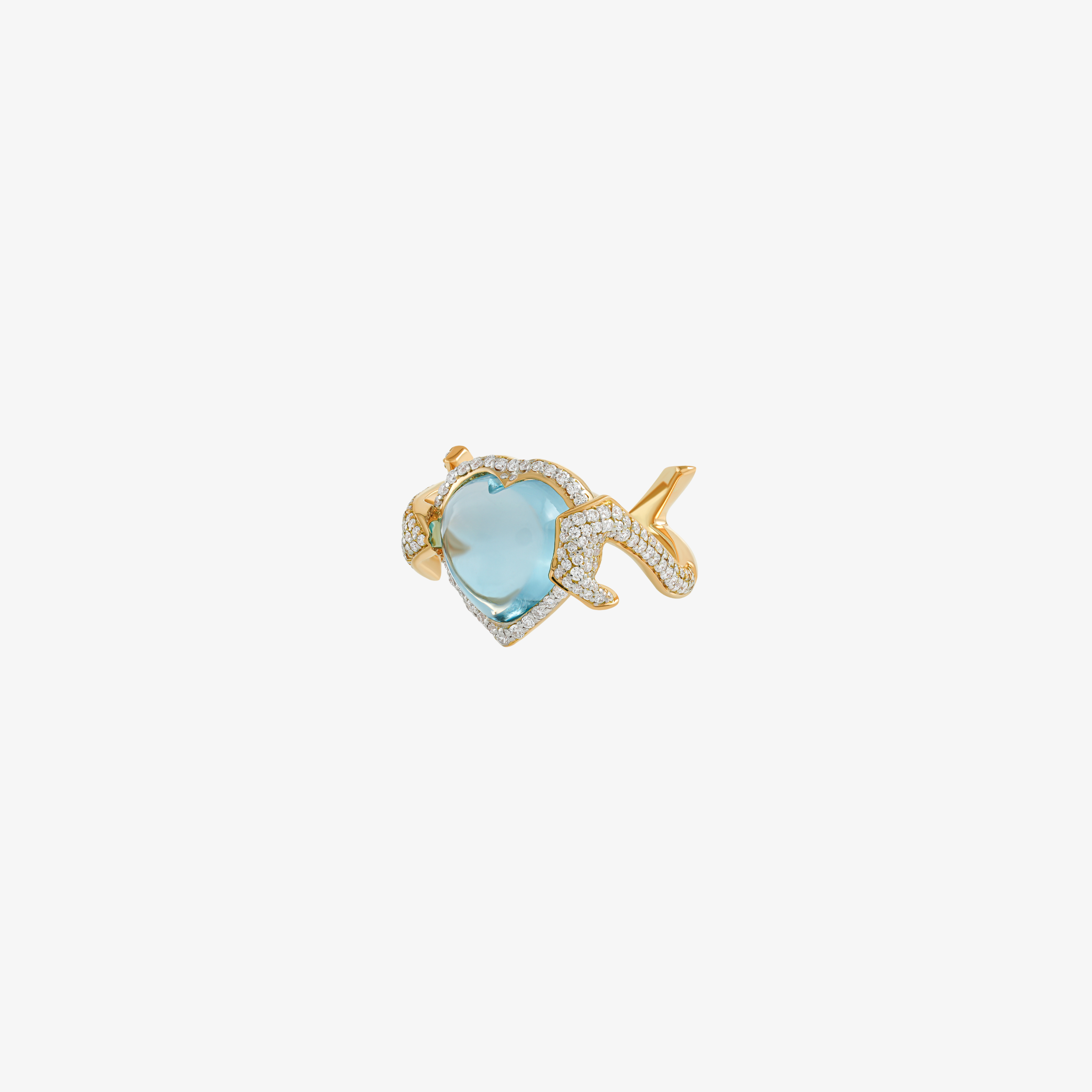 TAIM - 18K Gold, Diamond & Blue Topaz "Love" Ring