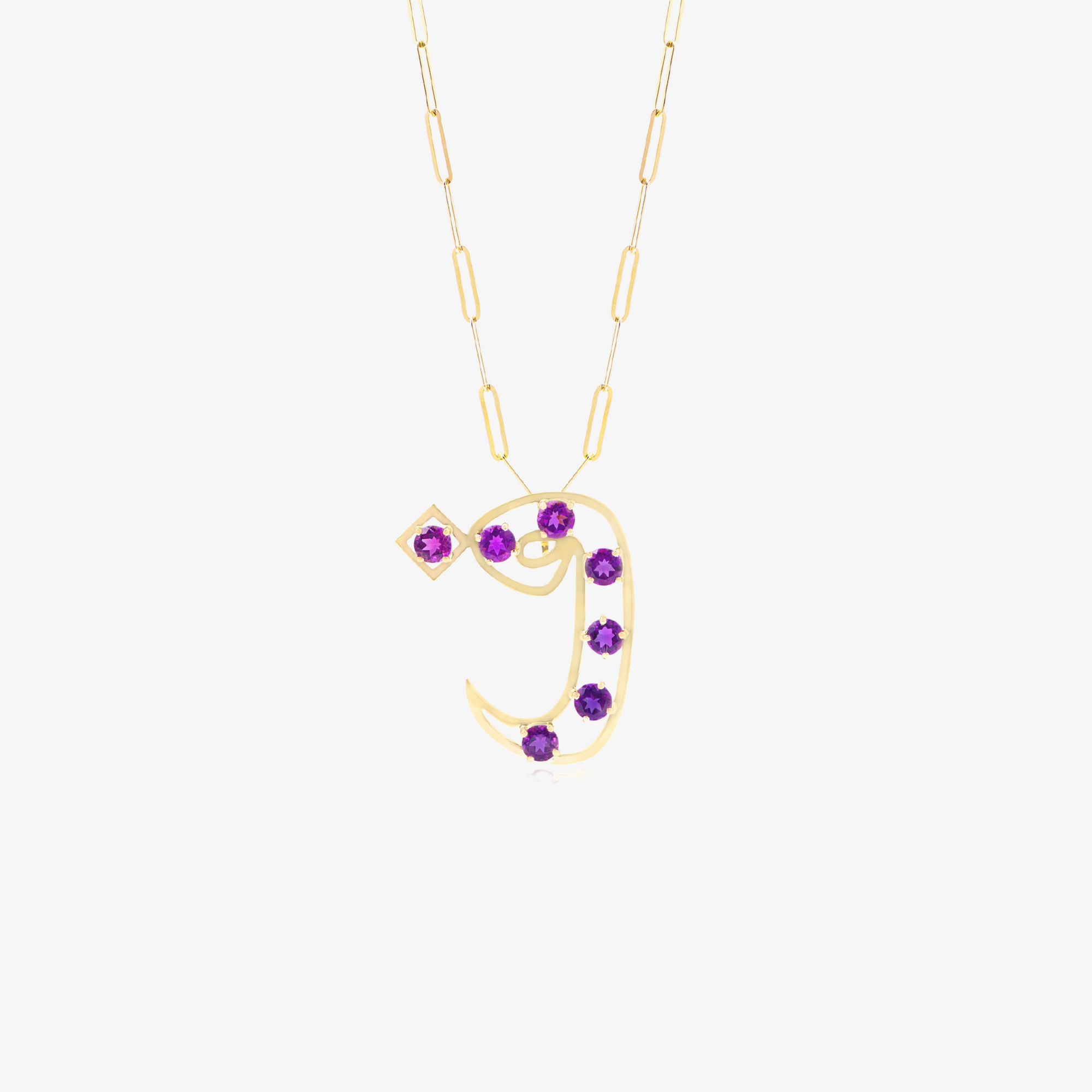 OULA - 18K Gold Frame Necklace with Amethyst Stones