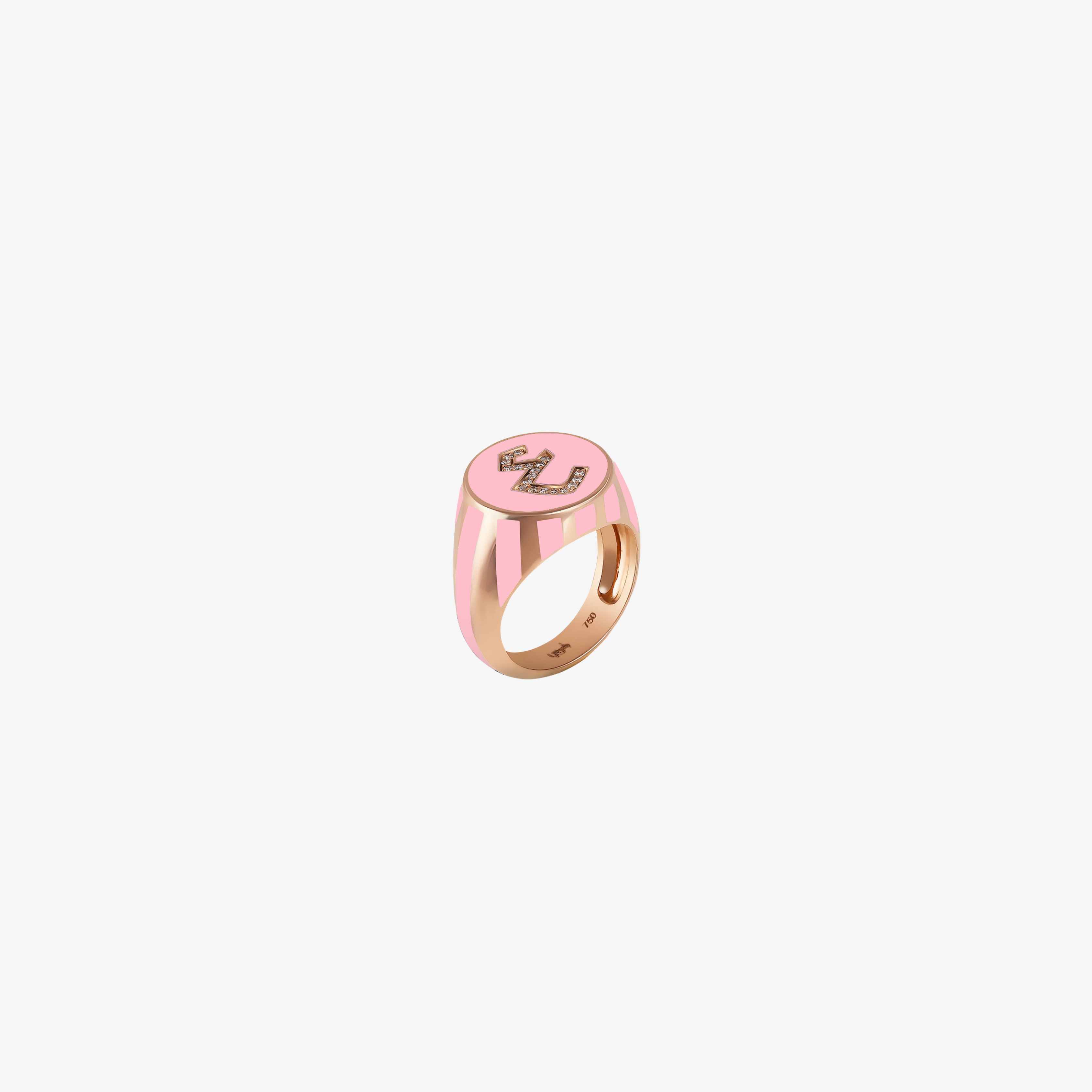 OULA - 18K Gold, Enamel & Diamond Striped Letter Ring