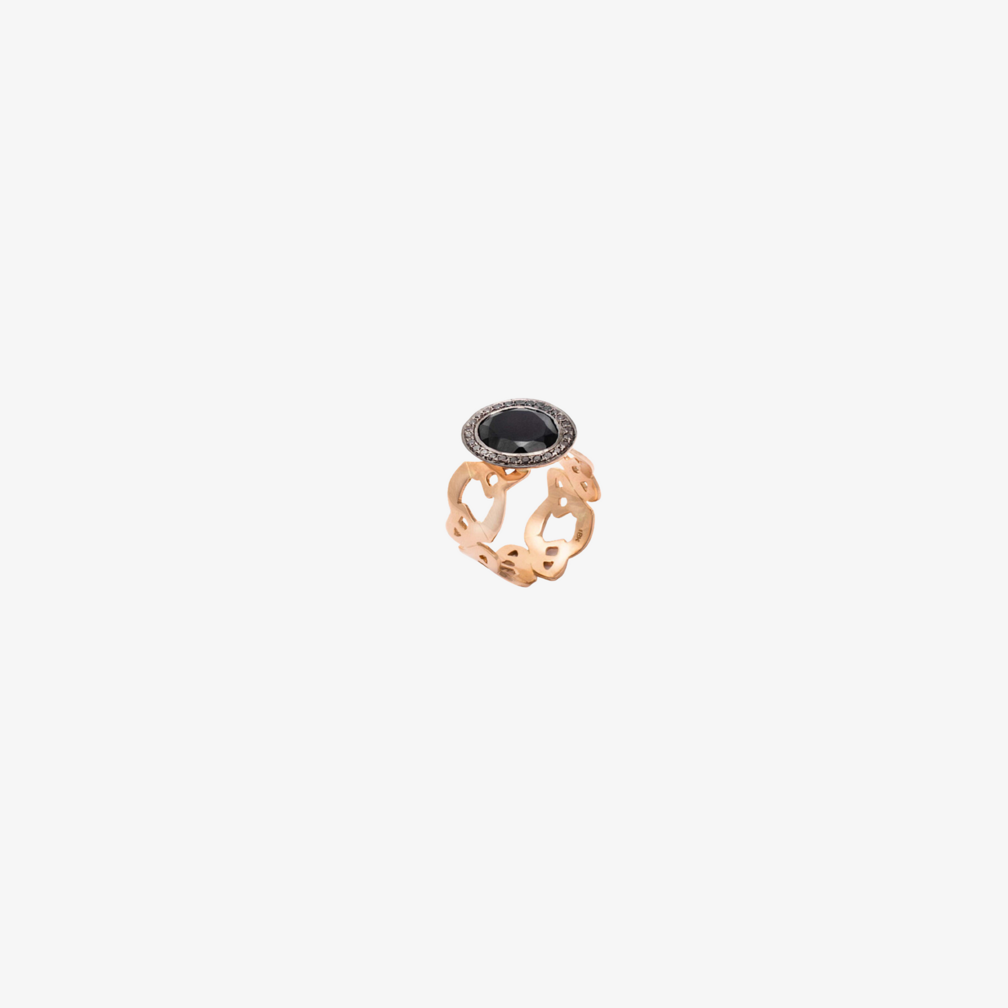 OULA - 18K Diamond & Flat Stone Letter Ring