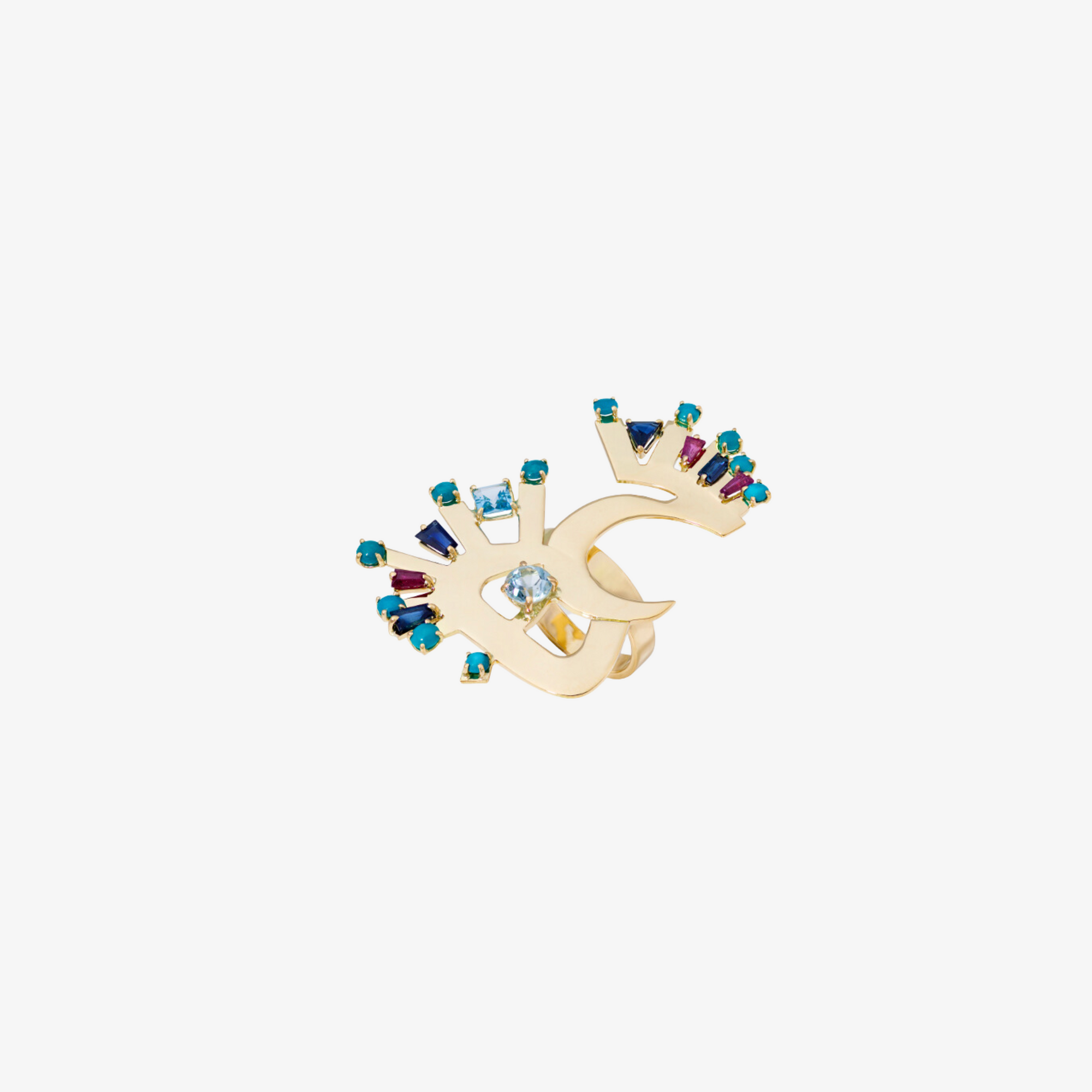 SAWA - 18K Gold Multi Stone "Love" Ring