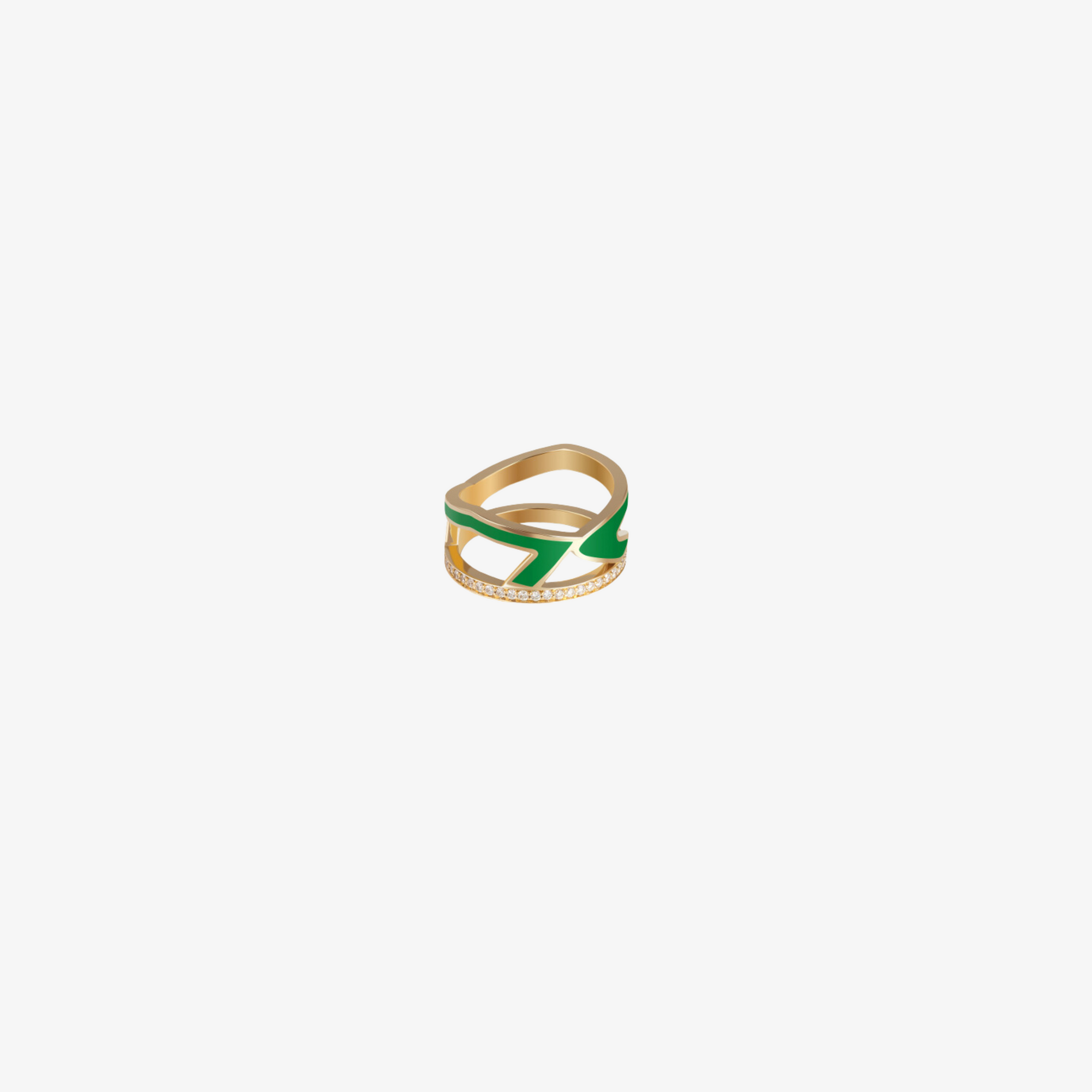 HOBBI — 18K Gold, Circle Diamond & Enamel Ring