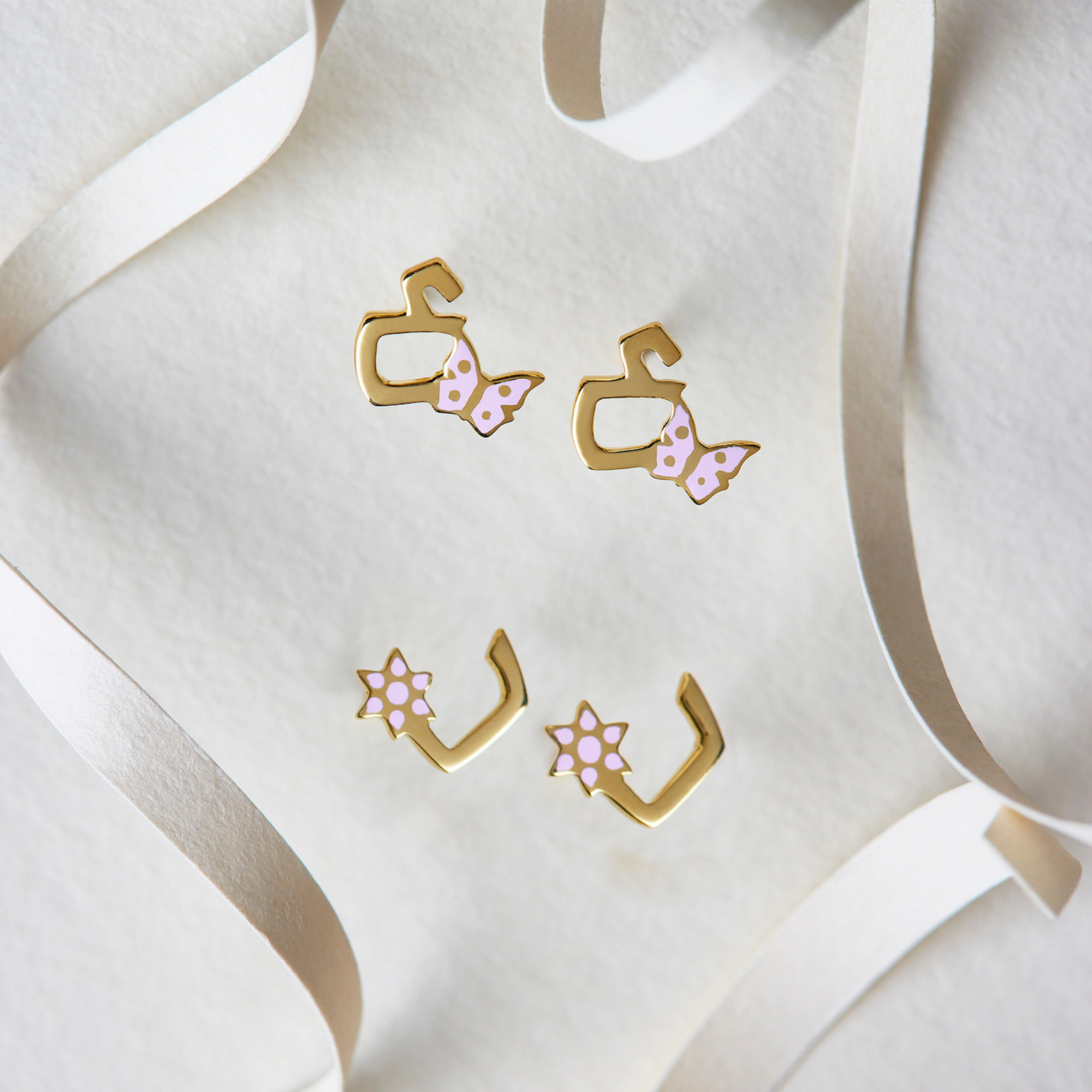 TINY BLING - 18K Gold & Enamel Letter Earrings