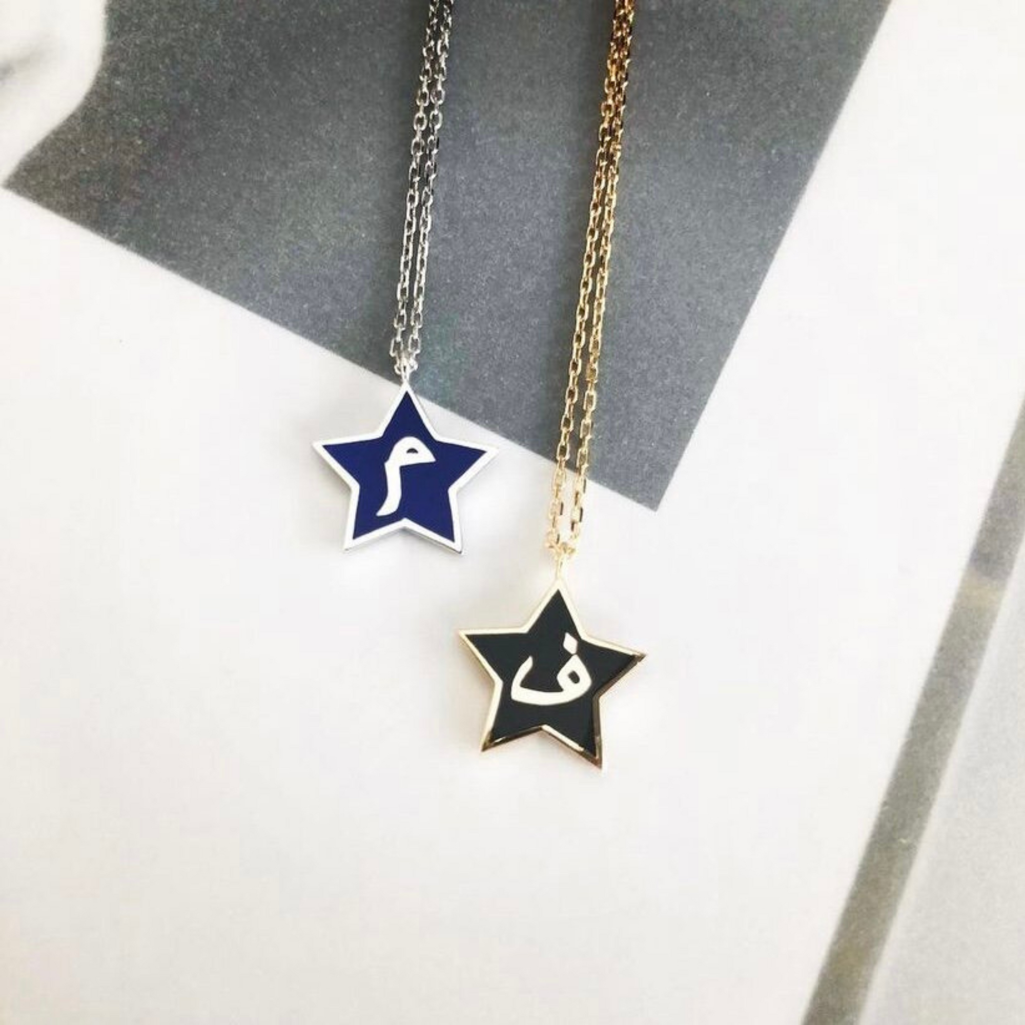 NUJUM — 18K Gold Star Shaped Enamel Necklace