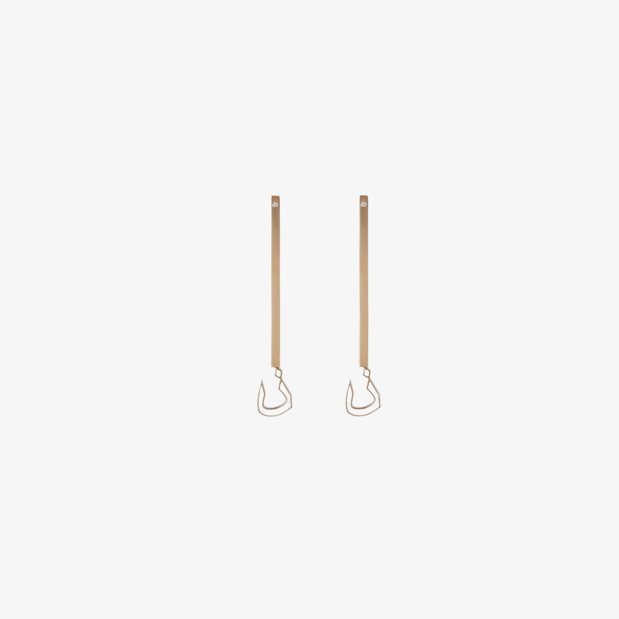 MINA — 18K Long Gold Letter Enamel Earrings