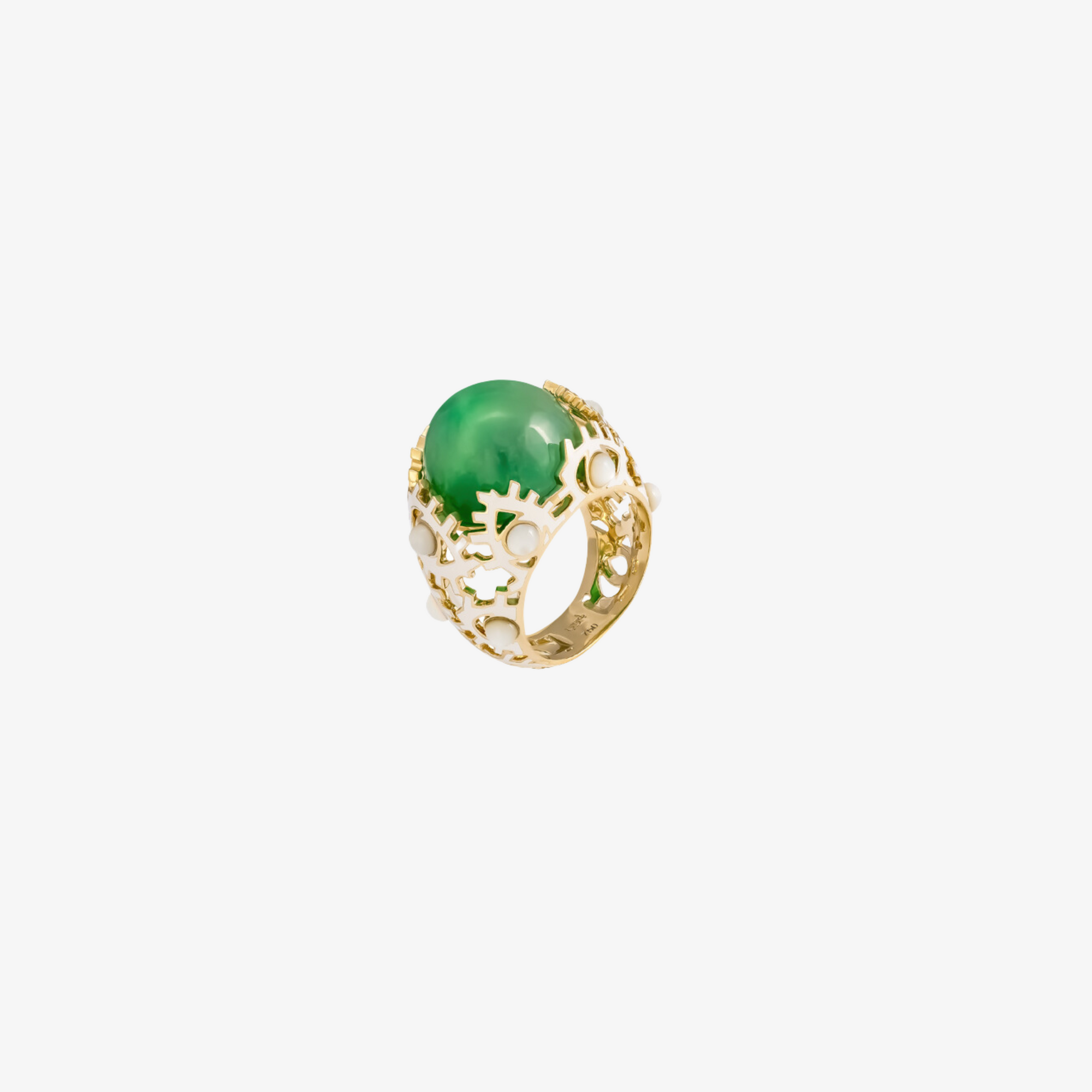 YA EIN - 18K Gold, Enamel & Jade Ring