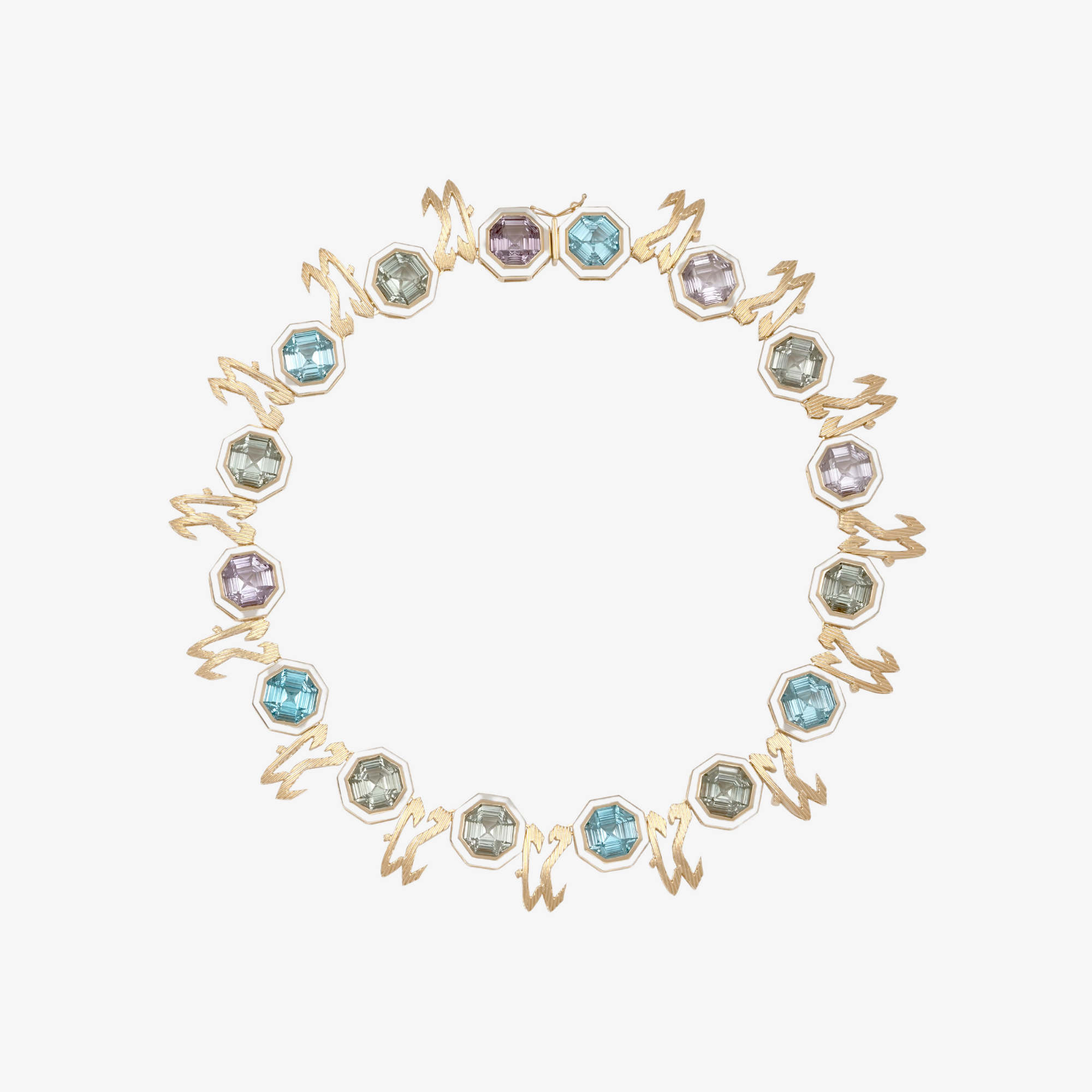 TAIM - 18K Gold, Blue Topaz, Amethyst & Peridot "Love" Choker