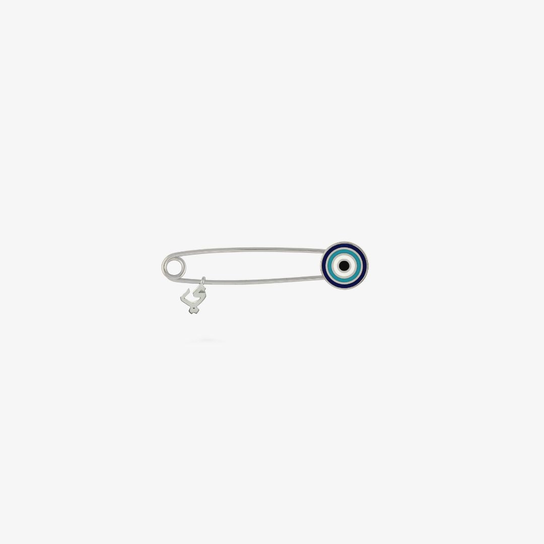 TINY BLING - 18K Gold Pin with Enamel Eye & Letter Charm