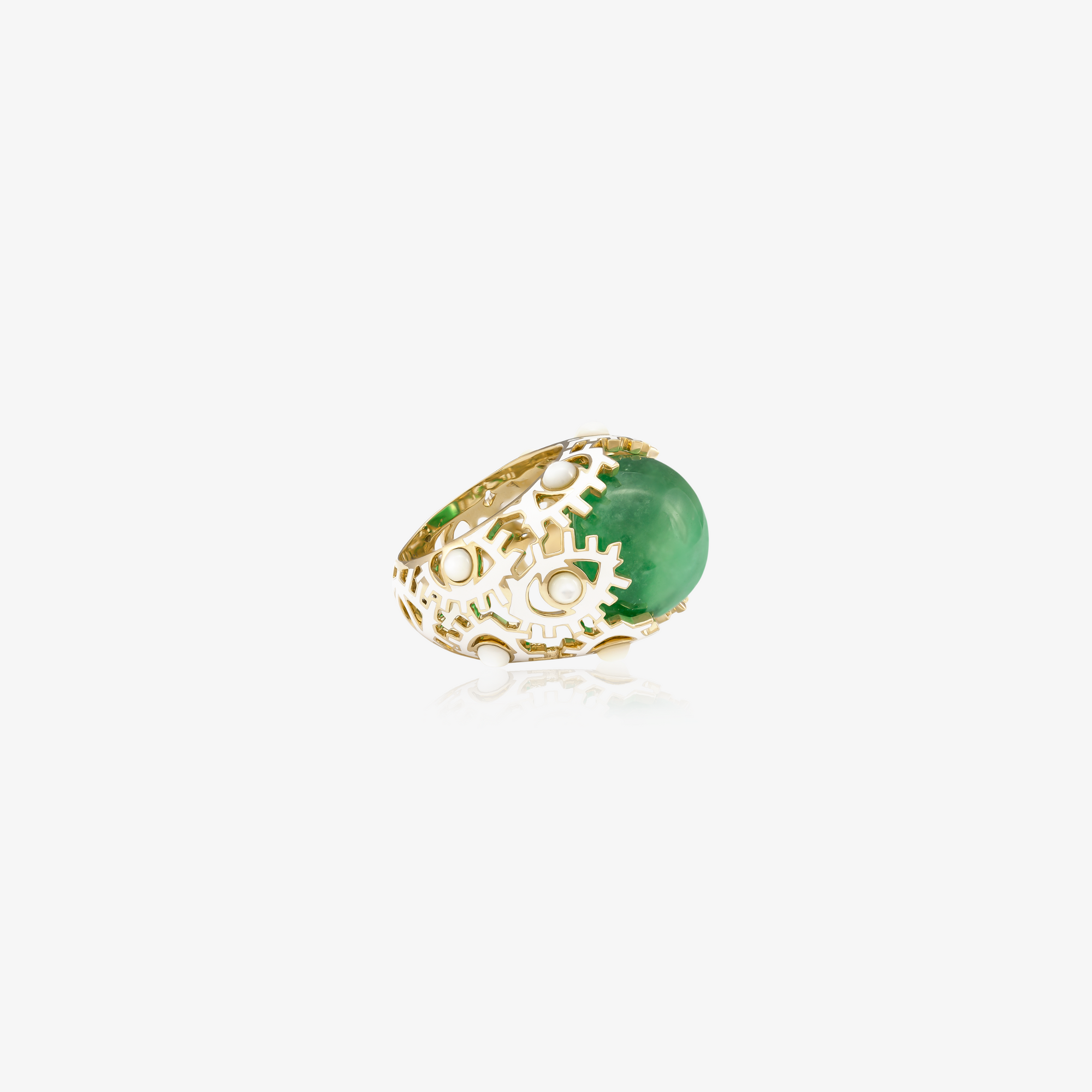 YA EIN - 18K Gold, Enamel & Jade Ring