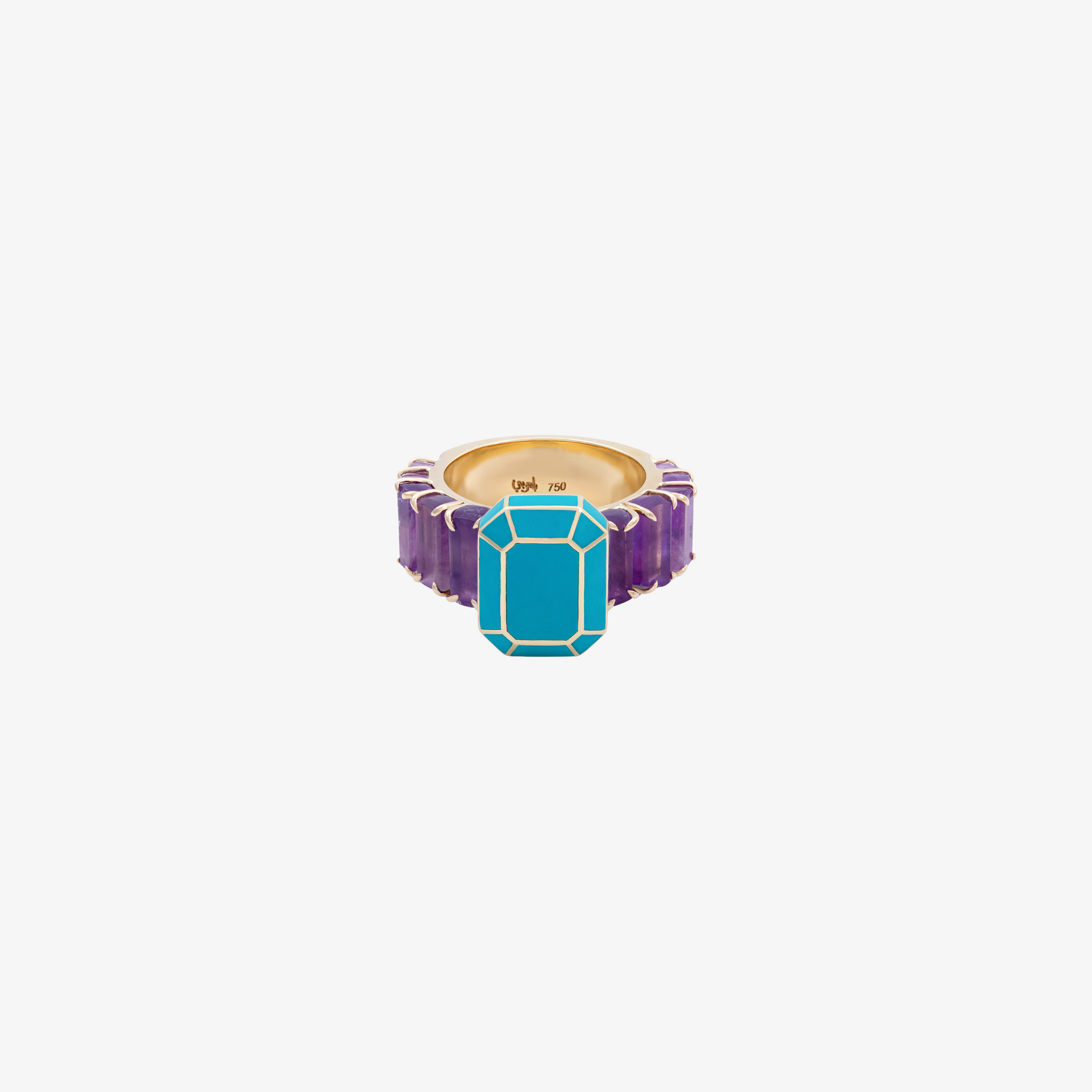 HOBB —  18K Gold, Enamel & Semi-Precious Stone Ring