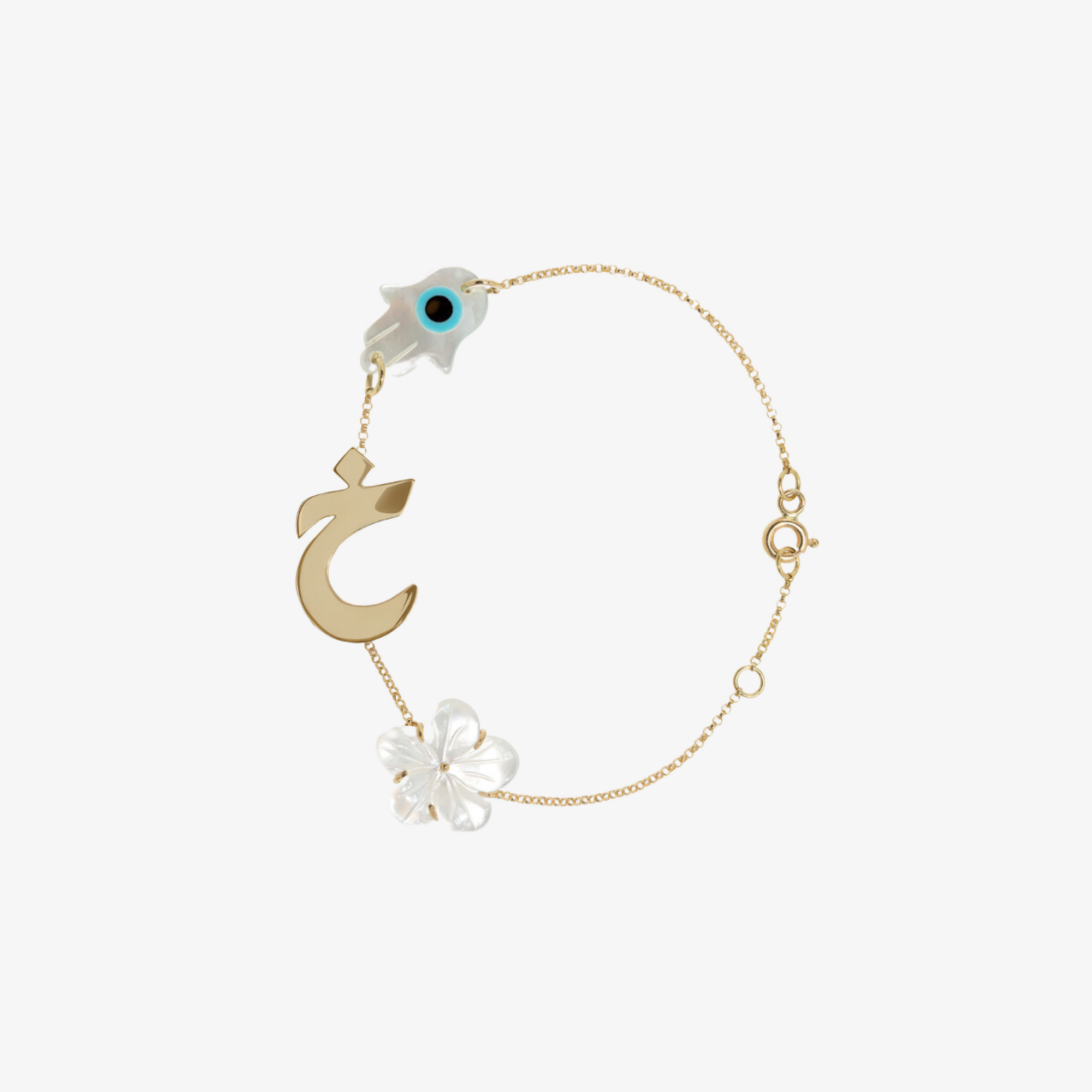 OULA - 18K Gold & MOP Charm Letter Bracelet