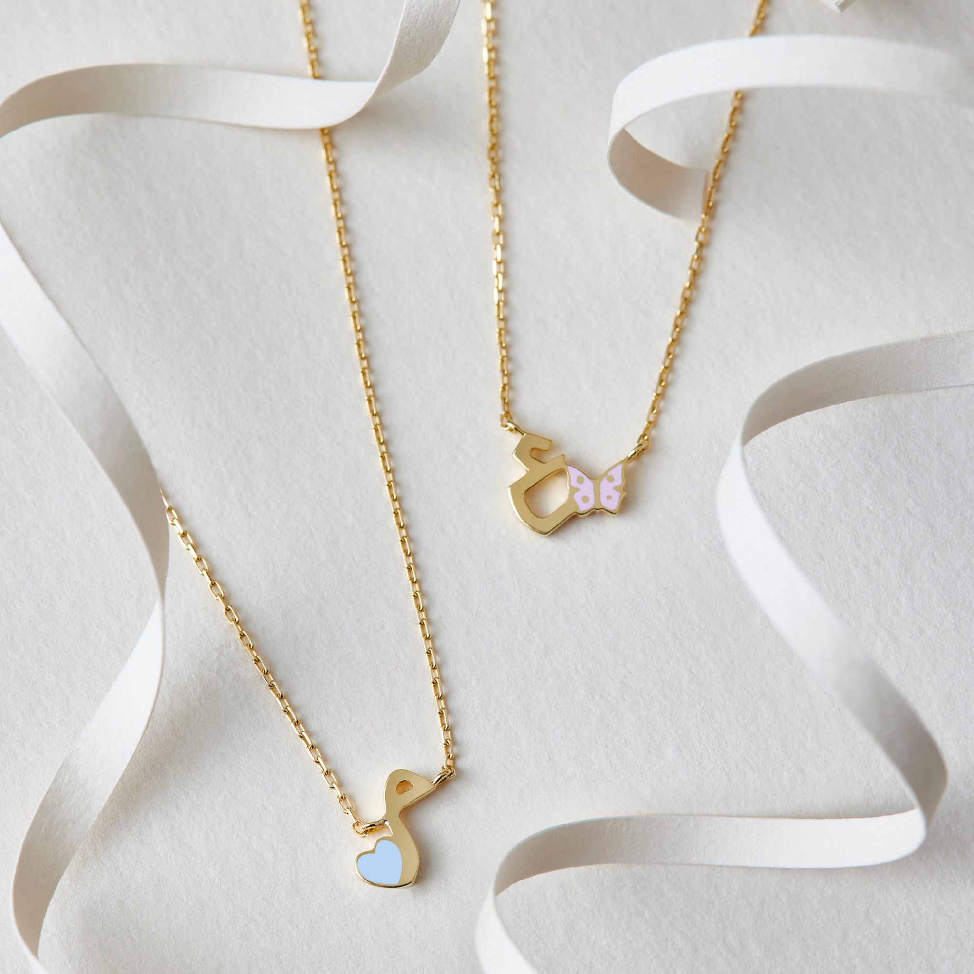 TINY BLING - 18K Gold, Enamel & Charm Letter Necklace