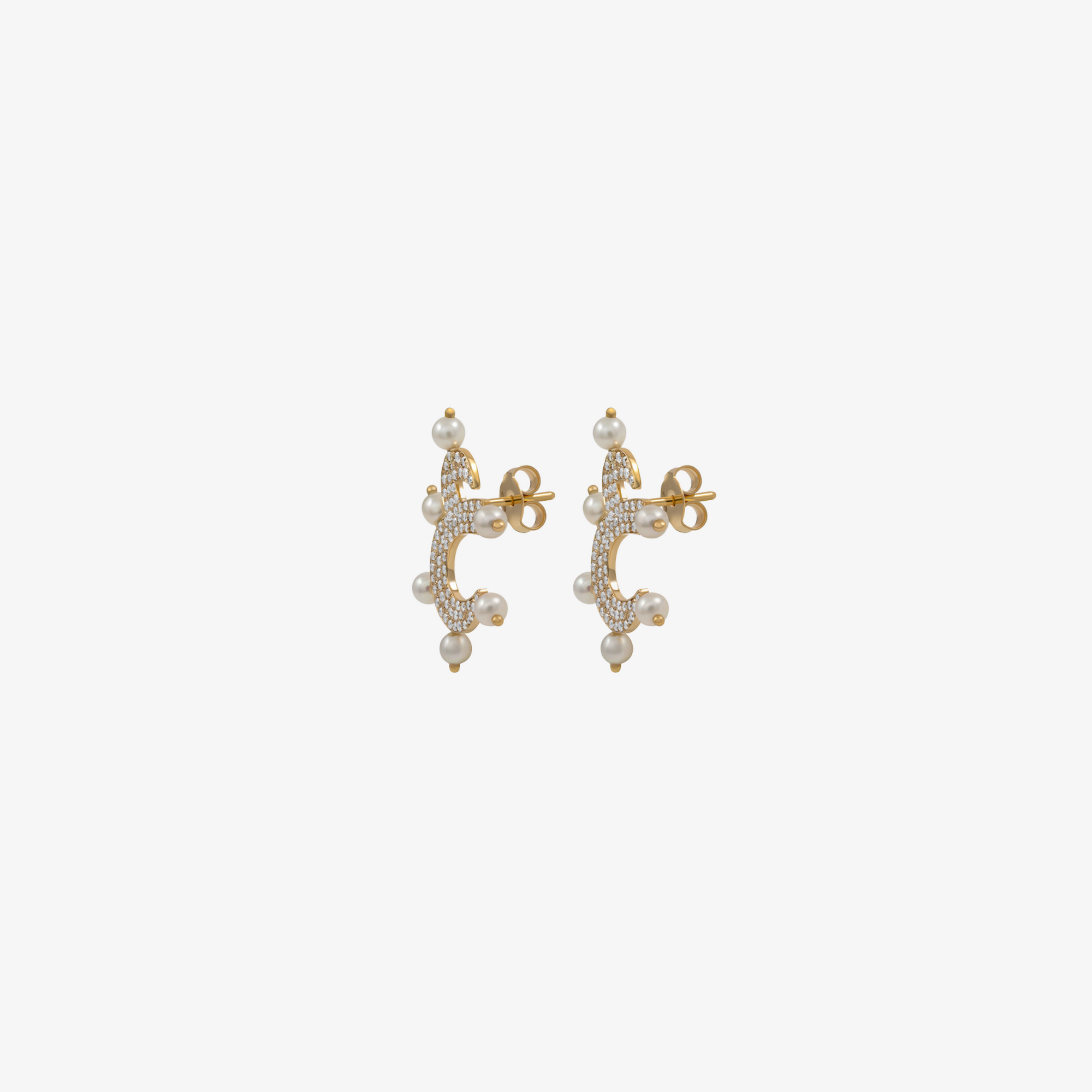 OULA- 18K Gold, Pearl & Diamond Letter Earrings