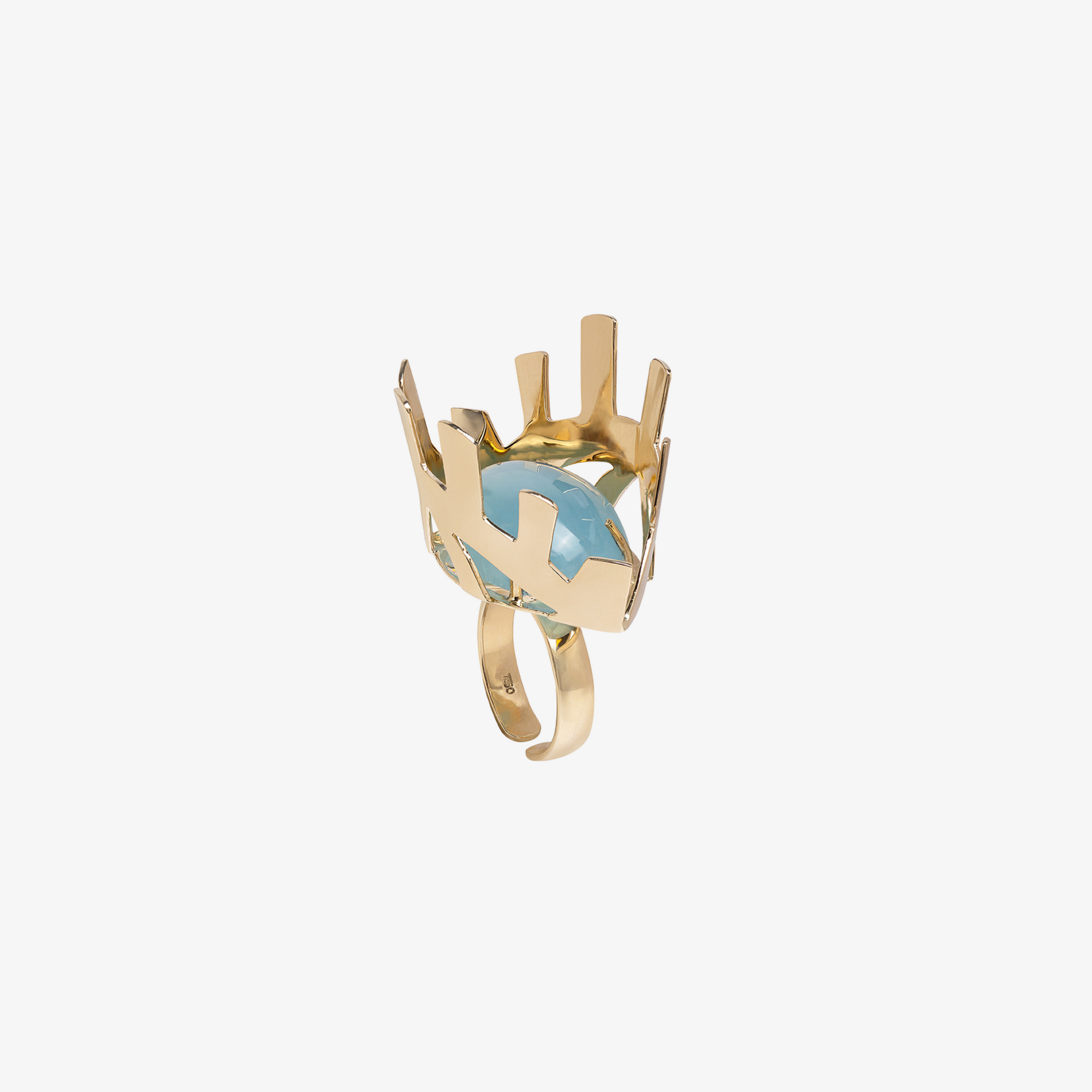 YA EIN - 18K Gold & Blue Topaz Evil Eye Ring