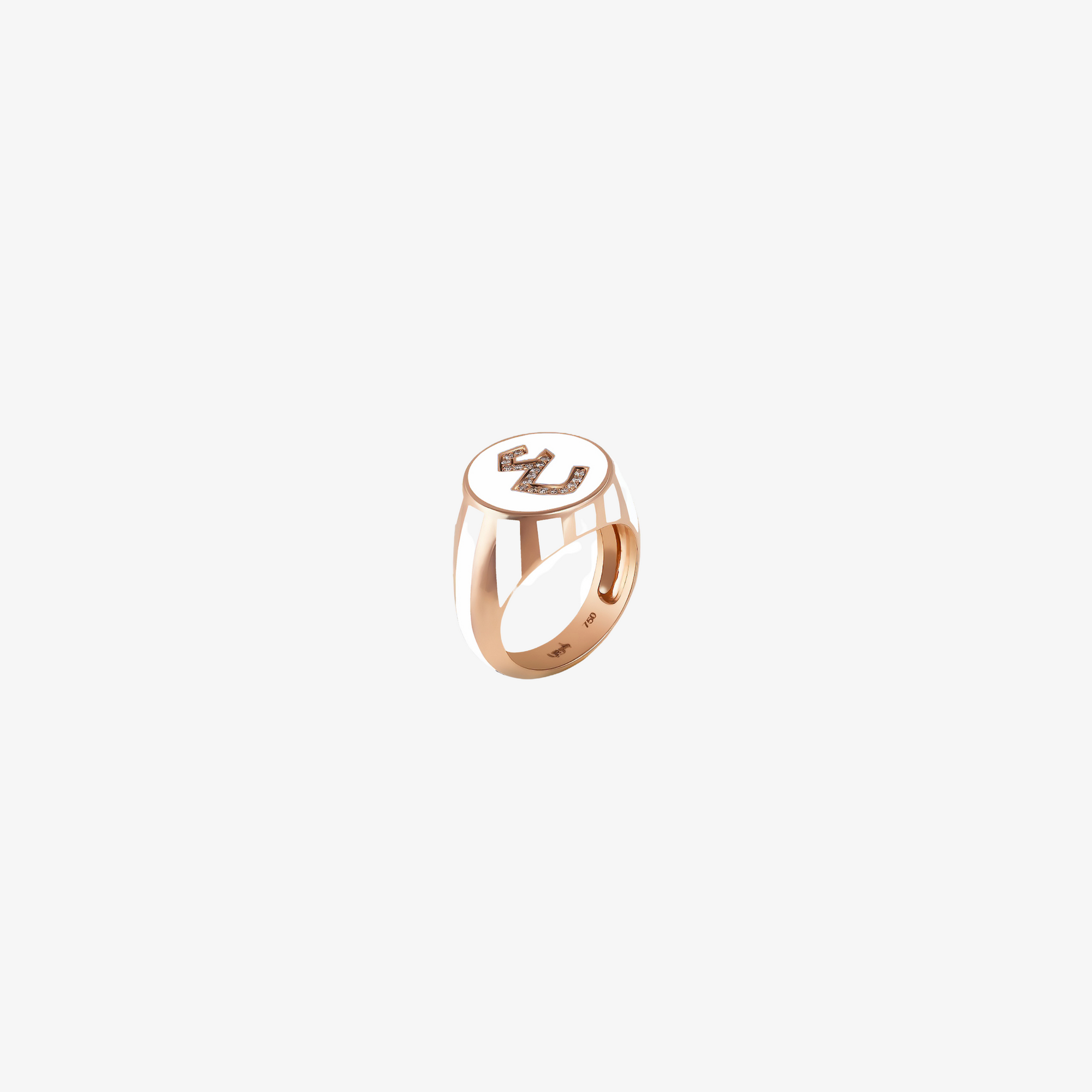 OULA - 18K Gold, Enamel & Diamond Striped Letter Ring