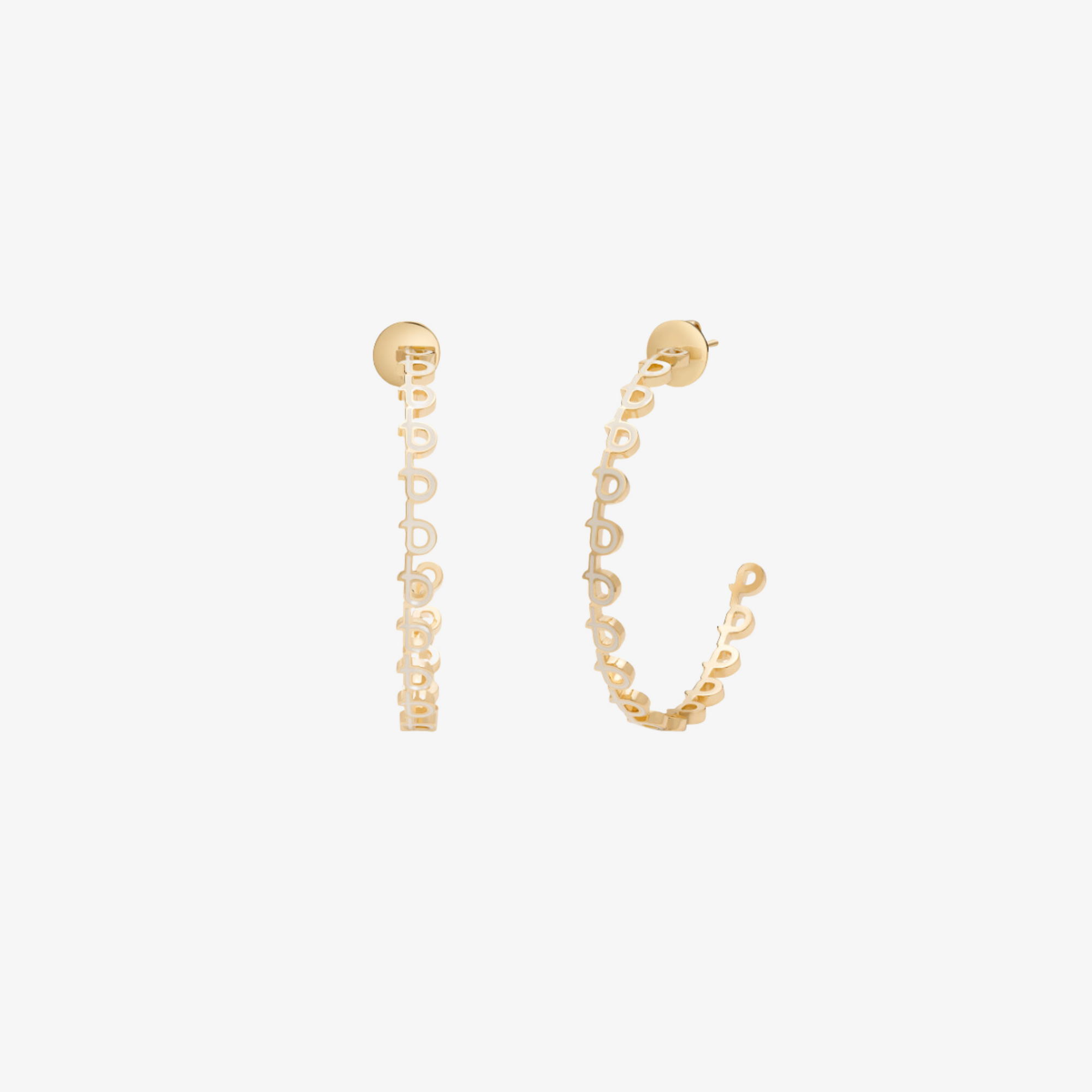 NASJ - 18K Gold Letter Hoop Earrings . Big Model