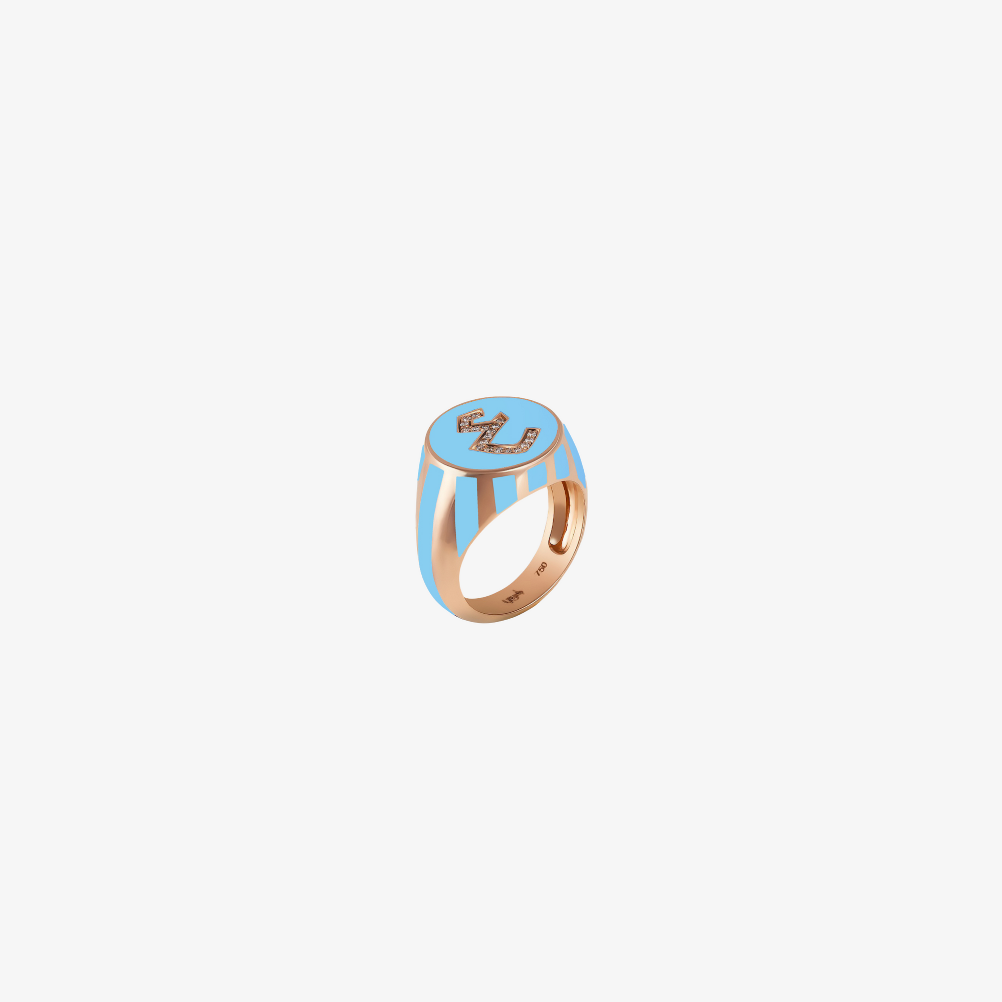 OULA - 18K Gold, Enamel & Diamond Striped Letter Ring