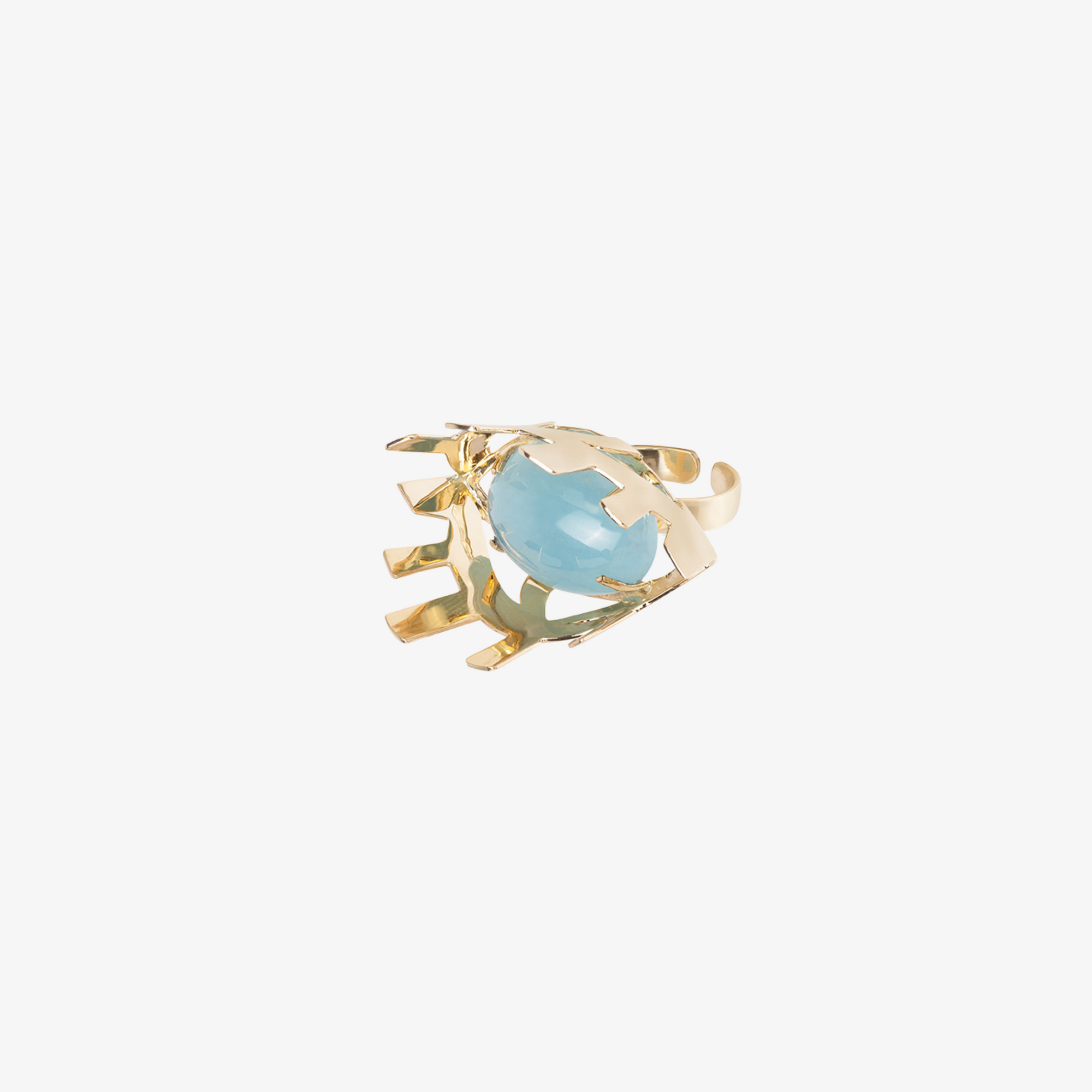 YA EIN - 18K Gold & Blue Topaz Evil Eye Ring