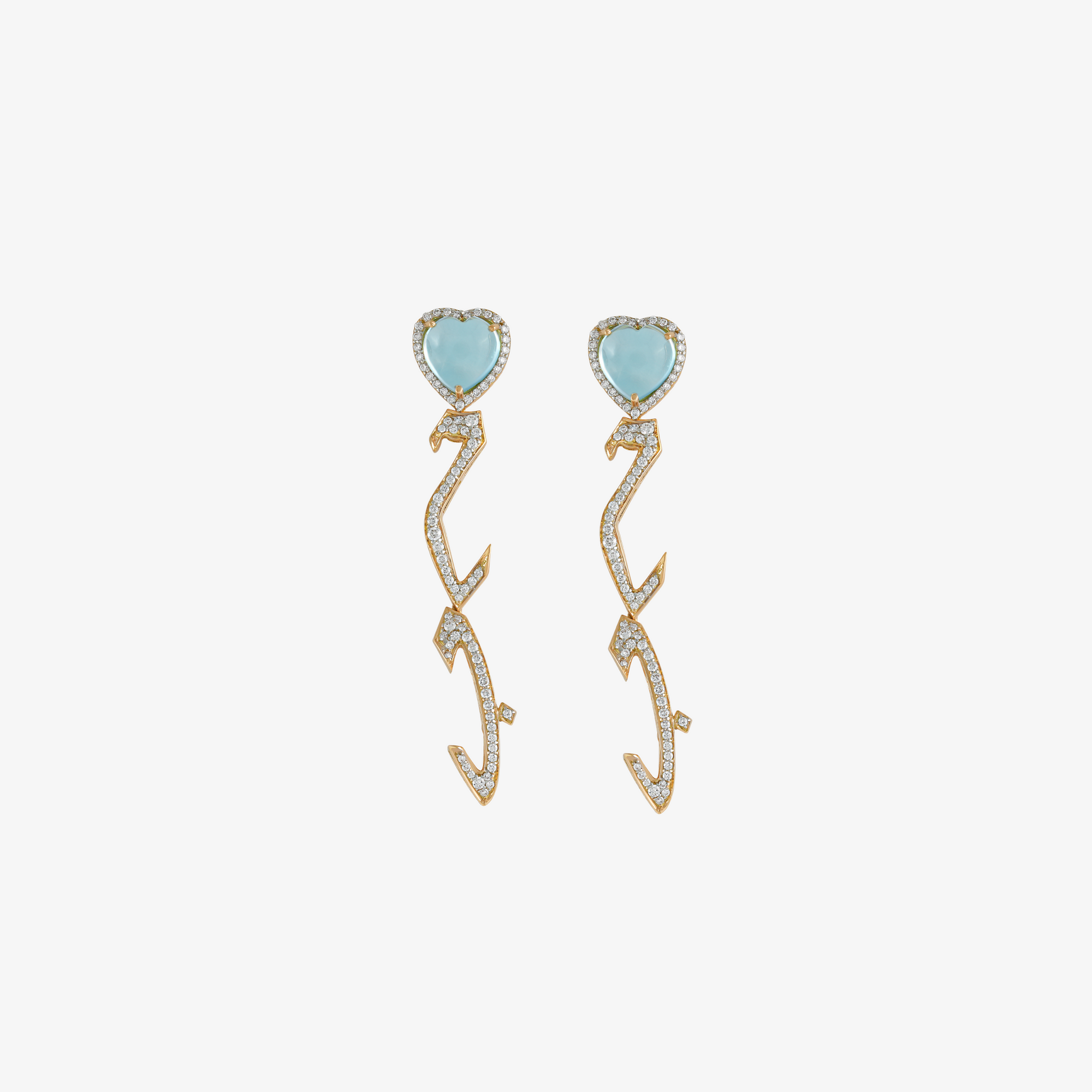 TAIM - 18K Gold, Diamond & Blue Topaz "Love" Earrings