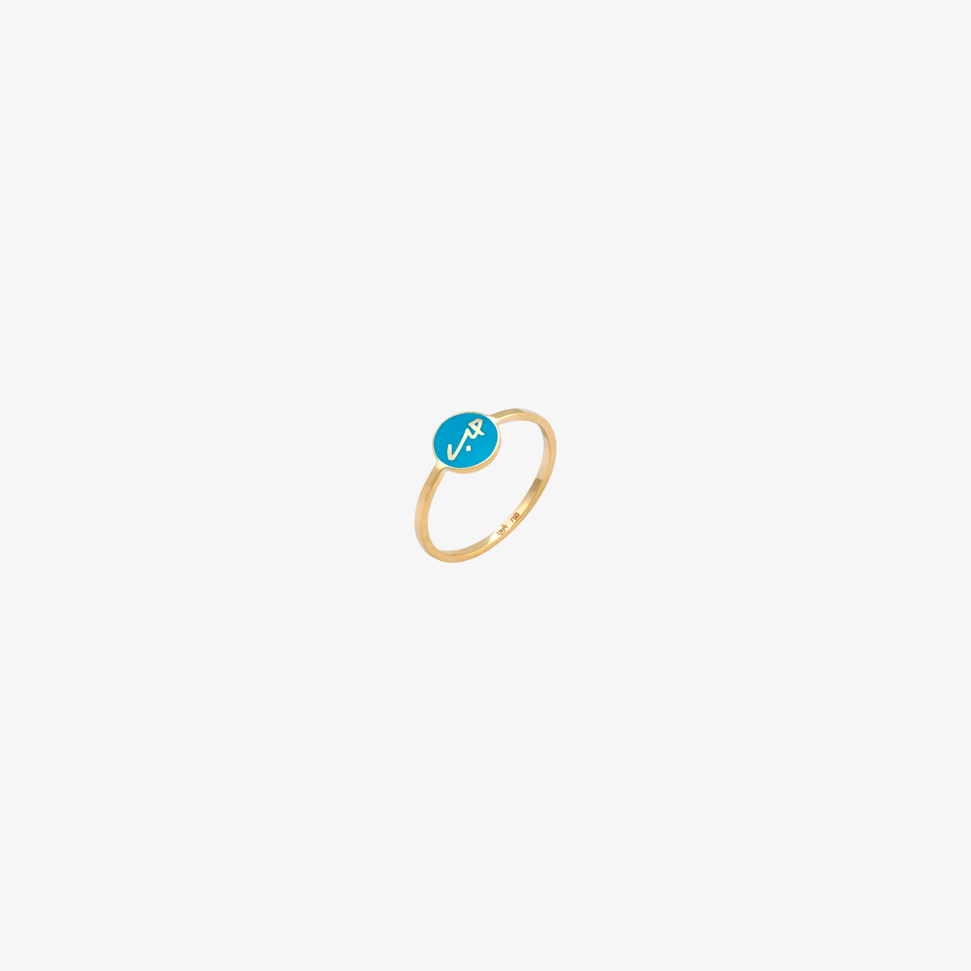 OULA  — 18K Gold & Enamel Coin Shaped "Love" Ring