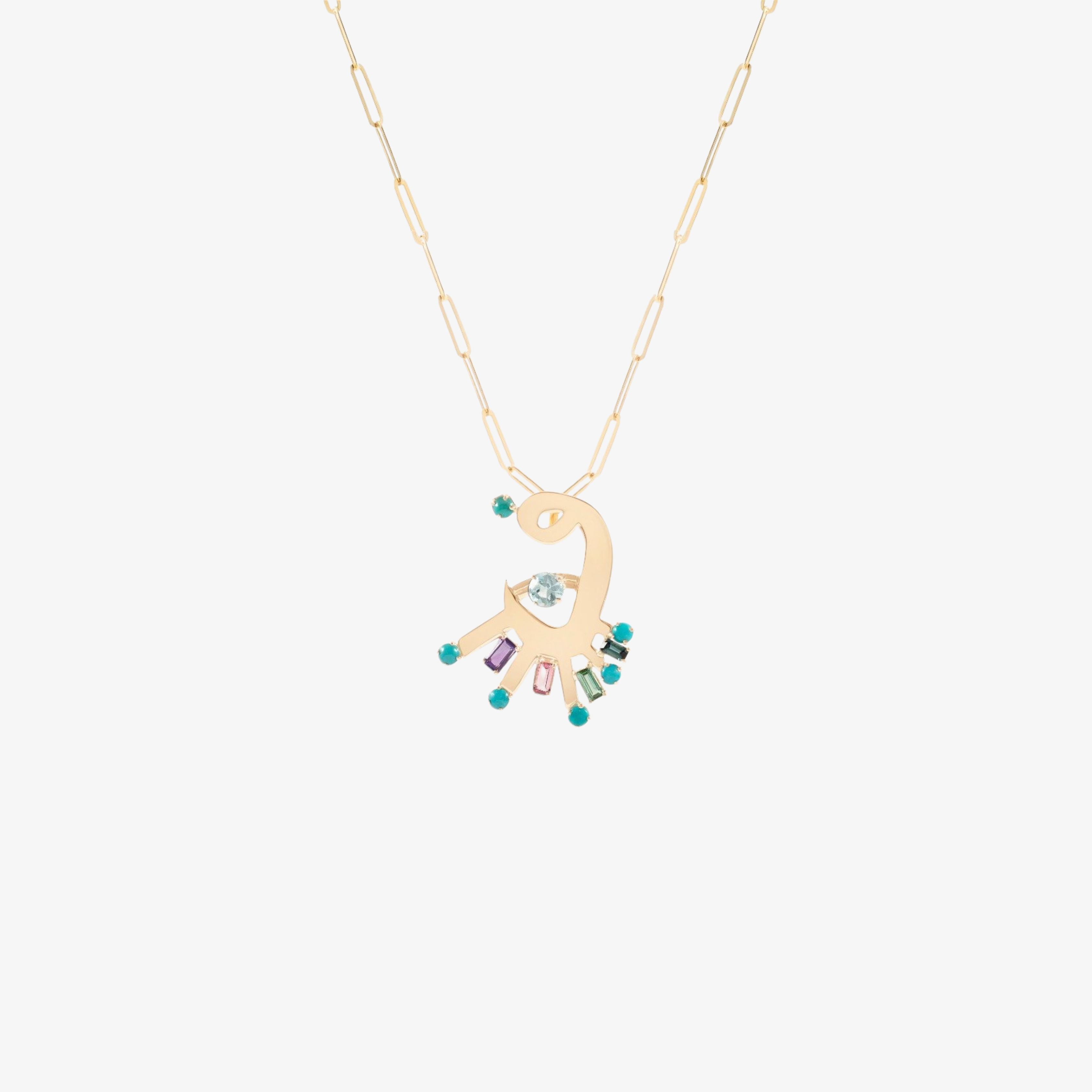 SAWA - 18K Gold & Multi Stone Letter Pendant