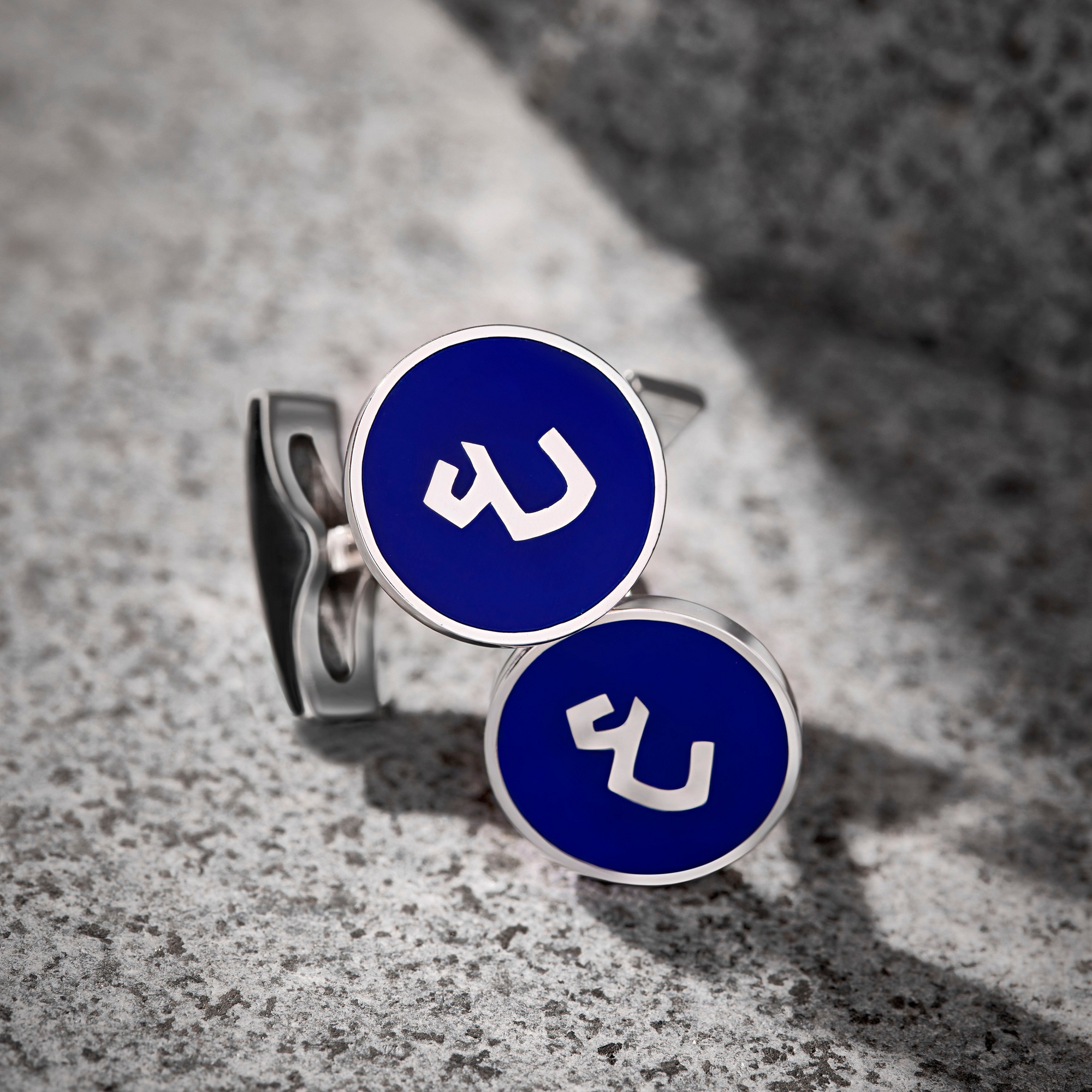 SILVER -  Enamel Letter Cufflinks