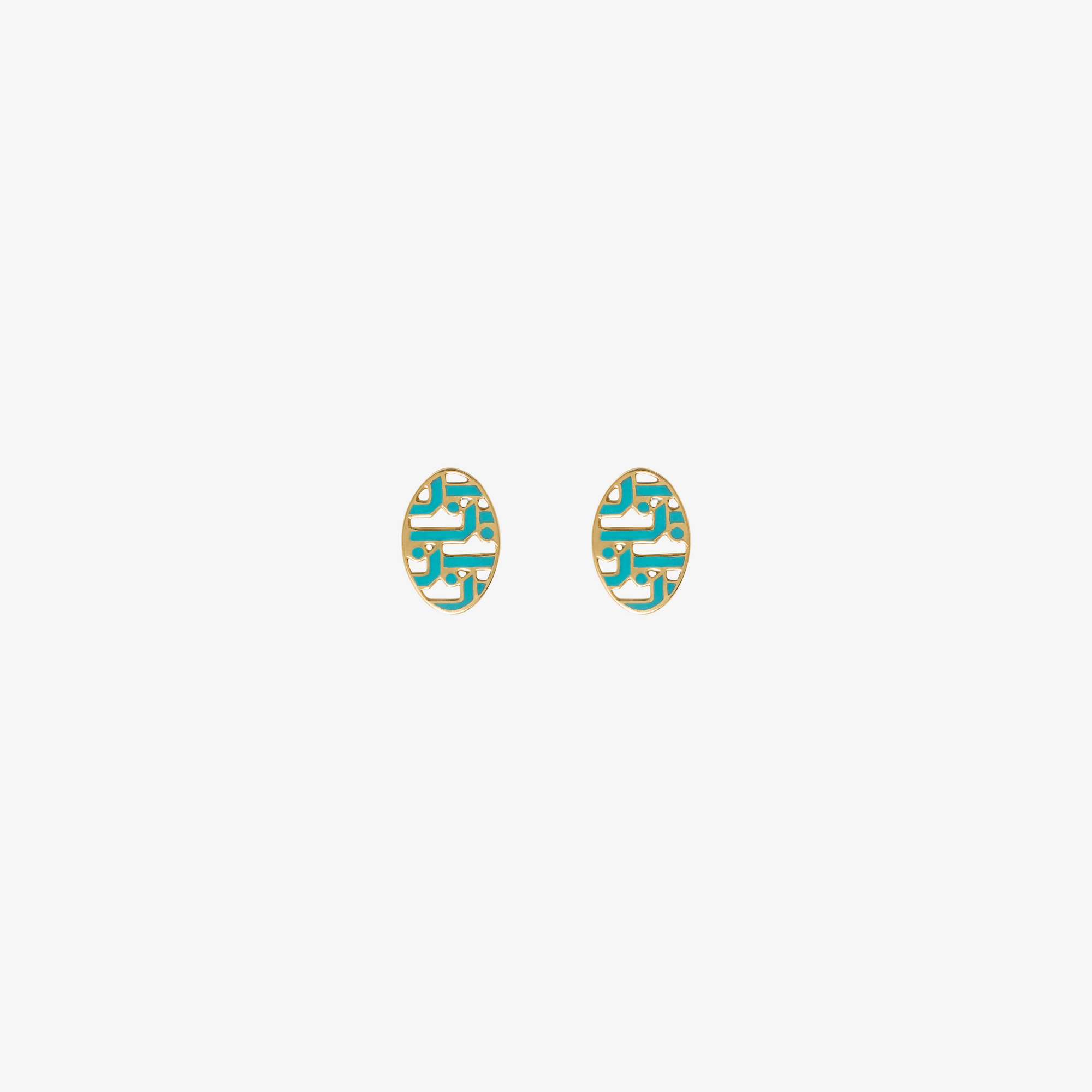 NASJ - 18K Gold & Enamel Letter Earrings