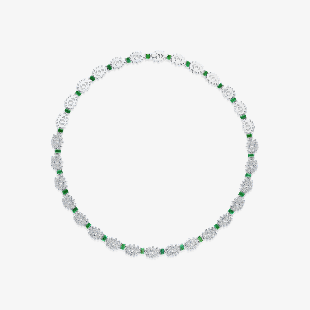 YA EIN - 18K Gold & Diamond Necklace with Emeralds