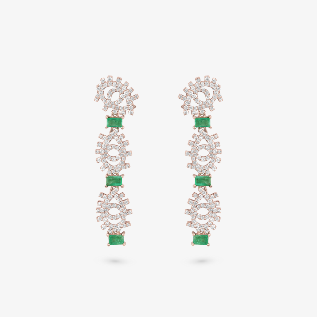 YA EIN - 18K Gold & Diamonds Earrings with Emeralds