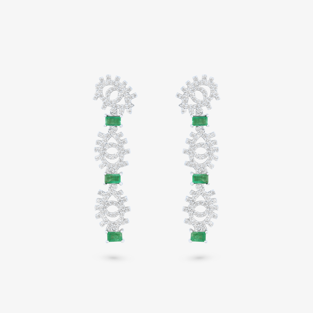 YA EIN - 18K Gold & Diamonds Earrings with Emeralds