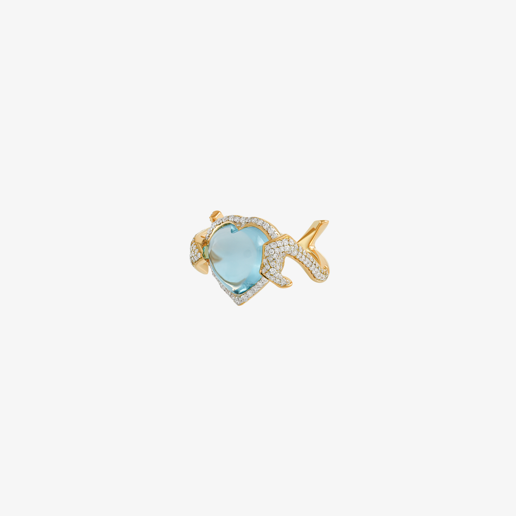 TAIM - 18K Gold, Diamond & Blue Topaz "Love" Ring